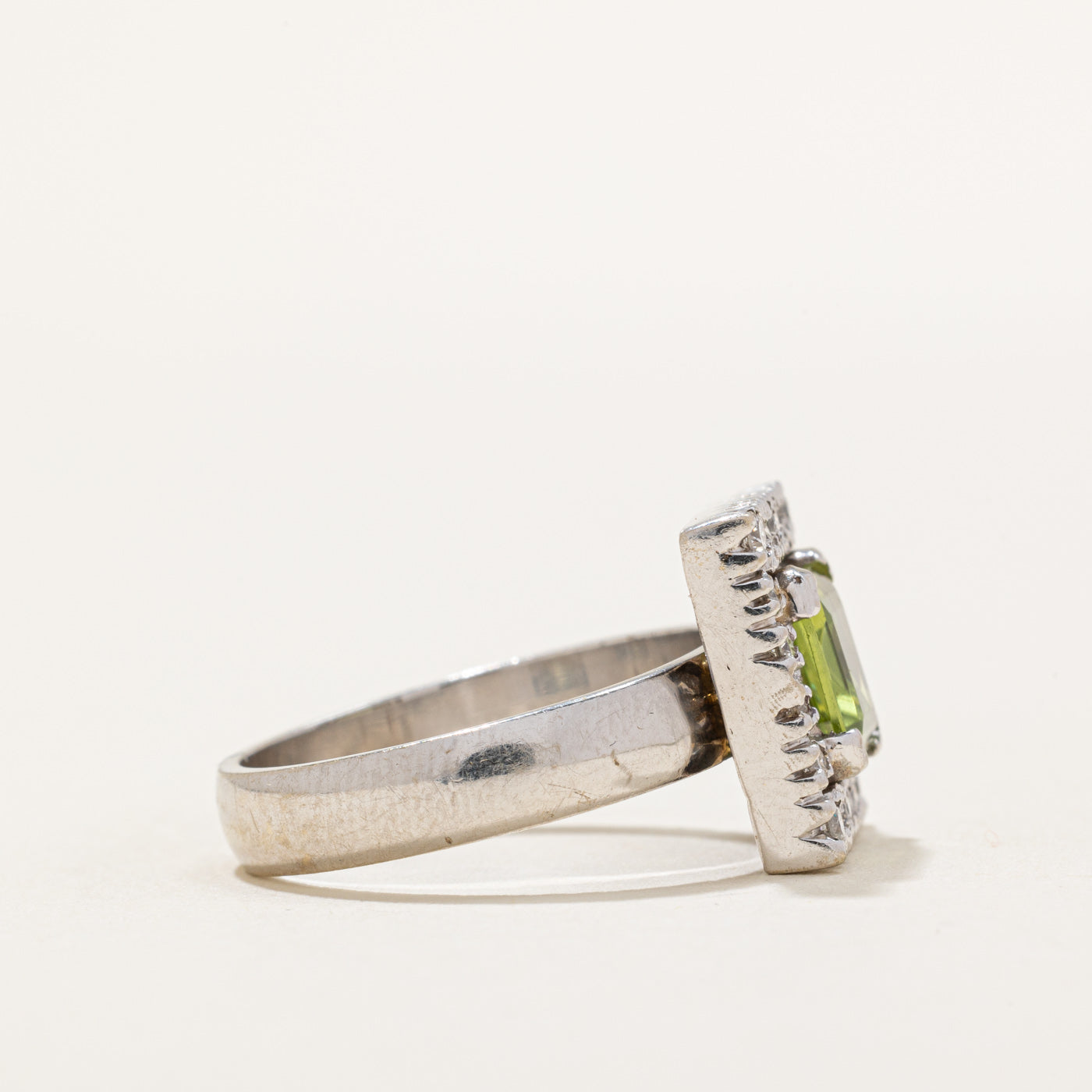 Peridot & Diamond Square Ring | 1.50ct, 0.30ctw | SZ 7.5 |