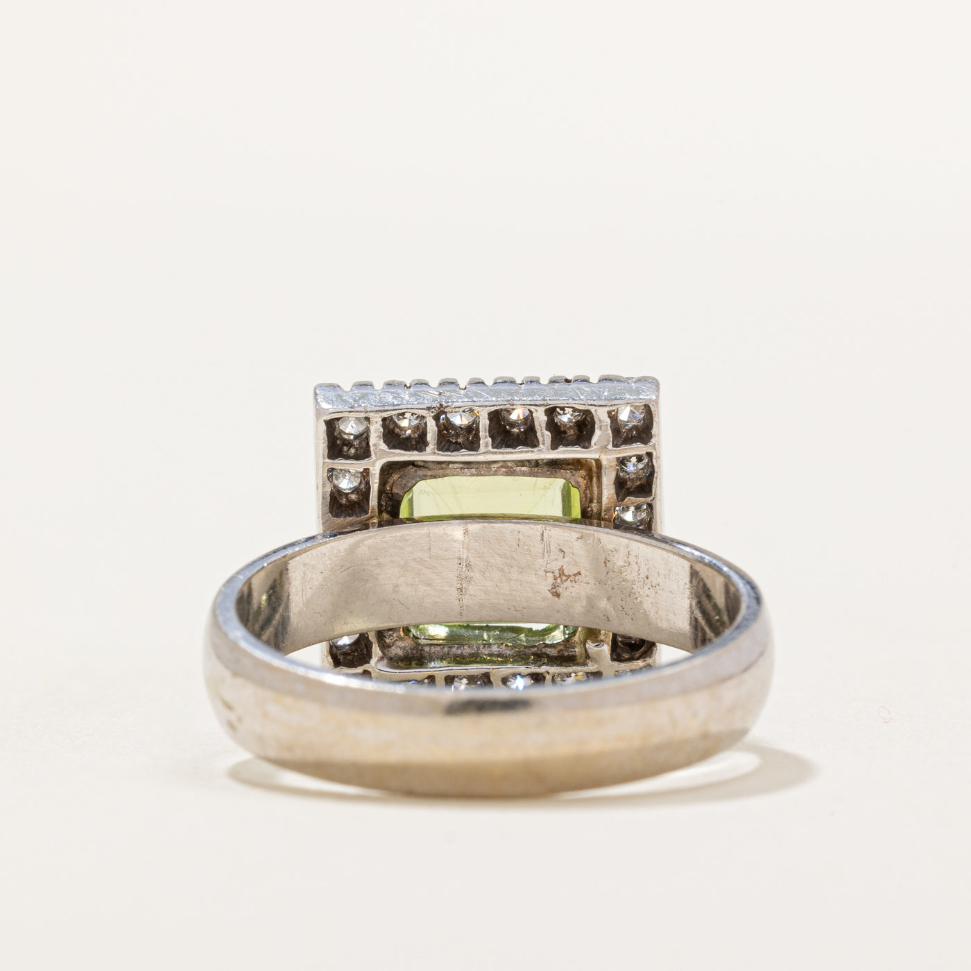 Peridot & Diamond Square Ring | 1.50ct, 0.30ctw | SZ 7.5 |