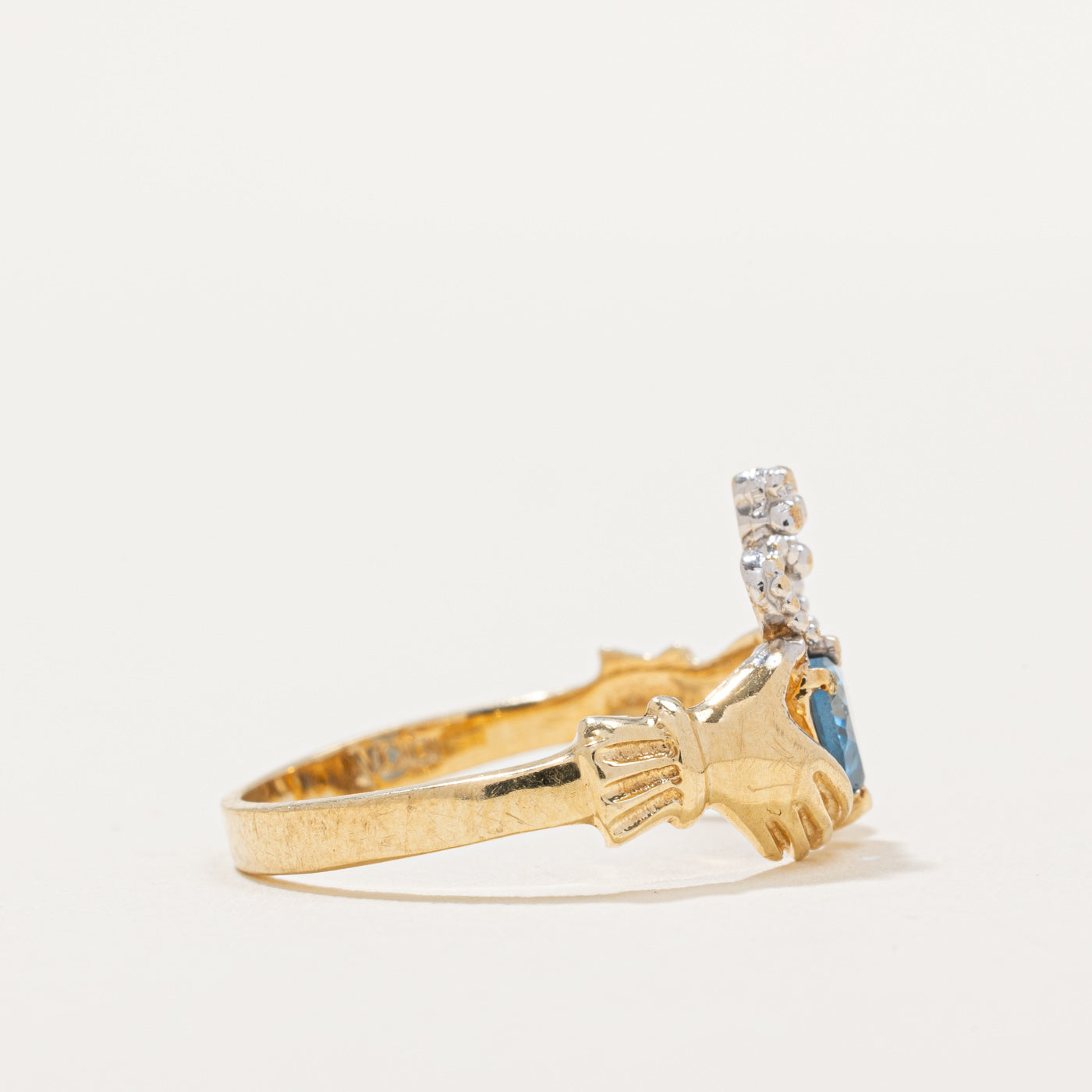 Bague Claddagh en spinelle synthétique en forme de cœur | 0,44 ct | Taille 6,25 |
