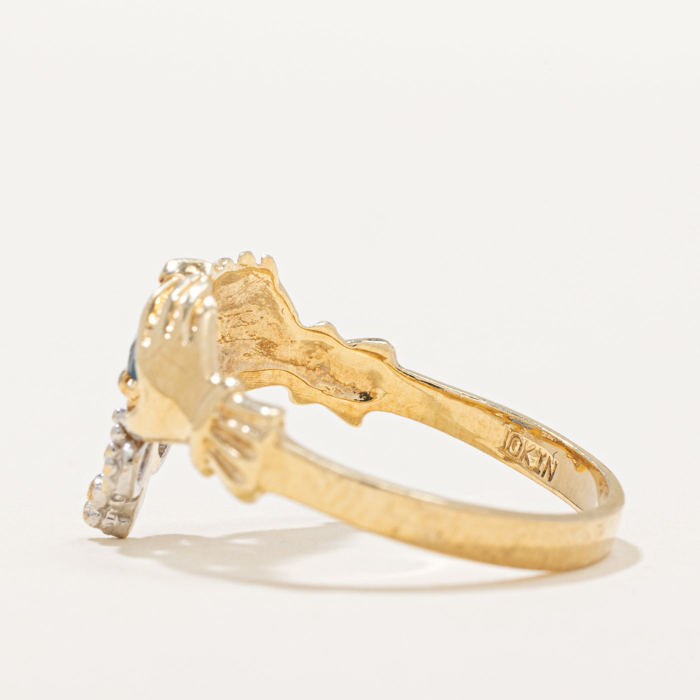Bague Claddagh en spinelle synthétique en forme de cœur | 0,44 ct | Taille 6,25 |