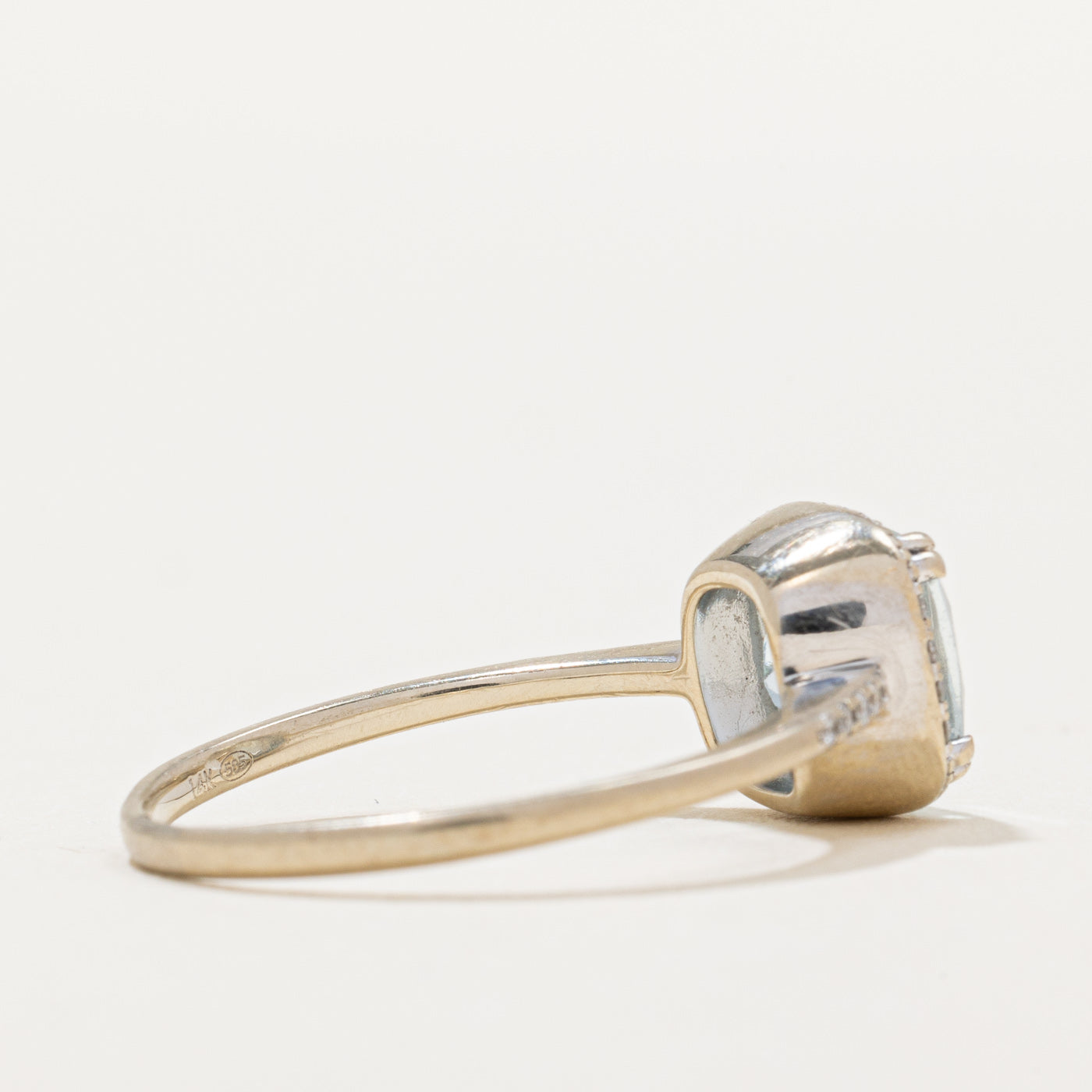 Aquamarine & Diamond Halo Ring | 1.60ct, 0.13ctw | SZ 7.5 |