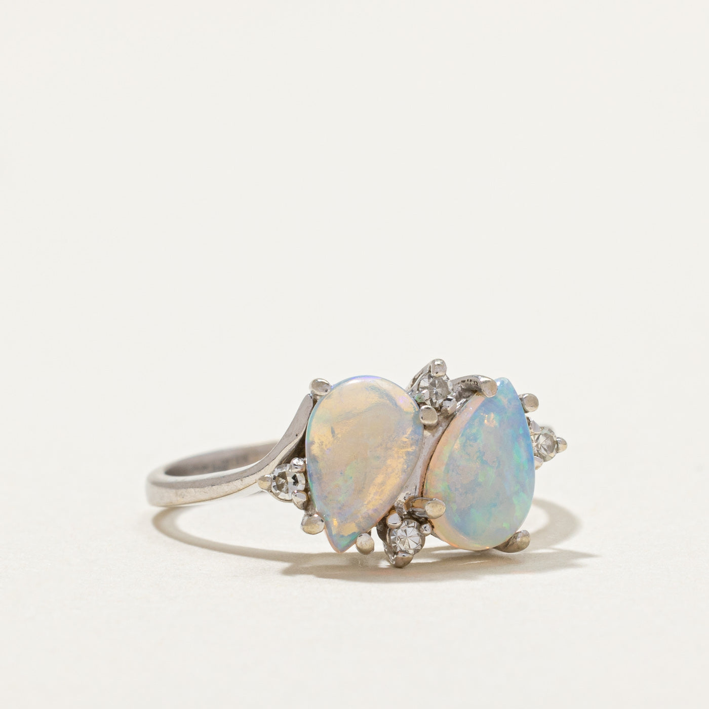 Toi et Moi Pear Opal & Diamond Ring | 0.80ctw, 0.08ctw | SZ 7 |
