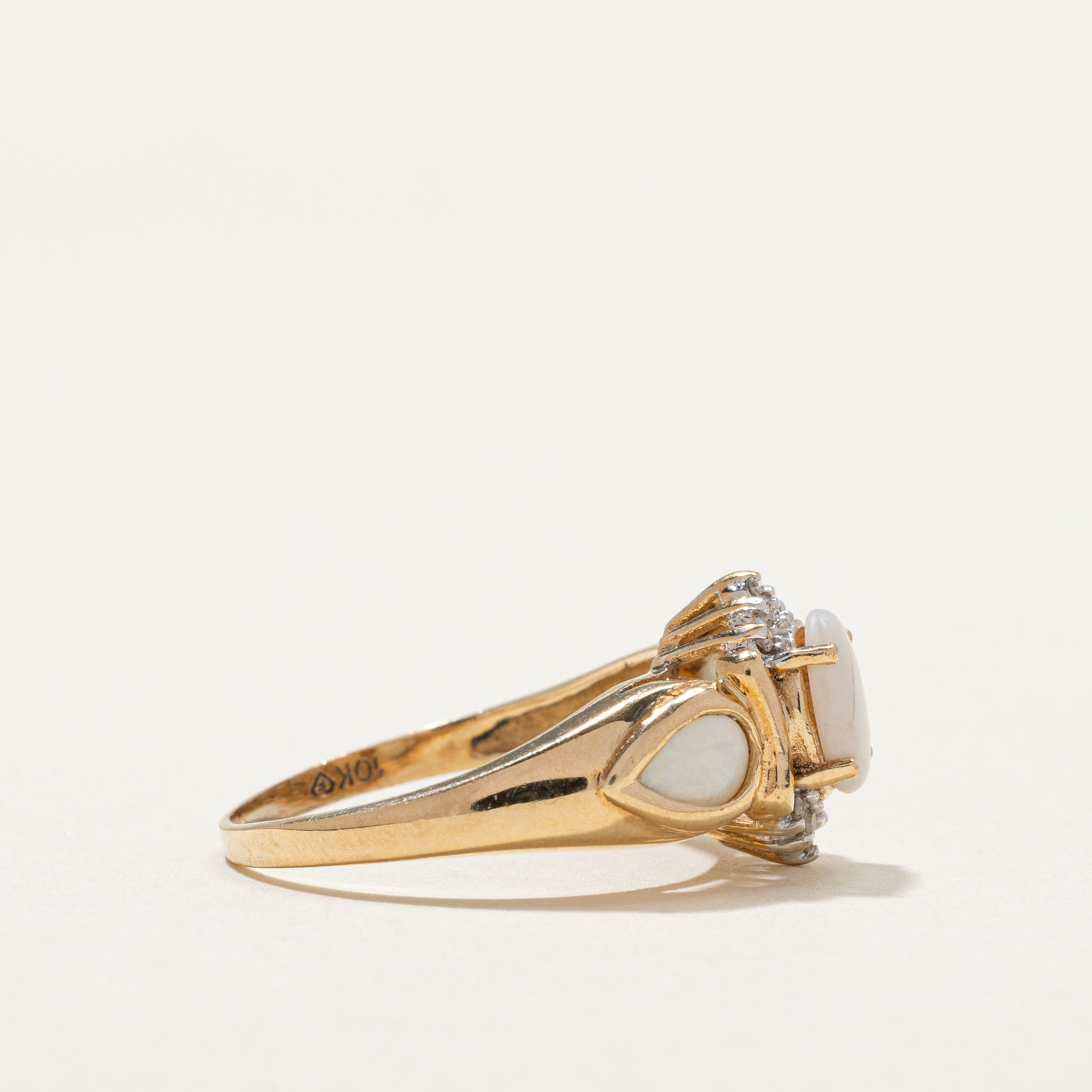 10k Opal & Diamond Semi Petal Ring | 0.60ctw, 0.06ctw | SZ 7.25 |