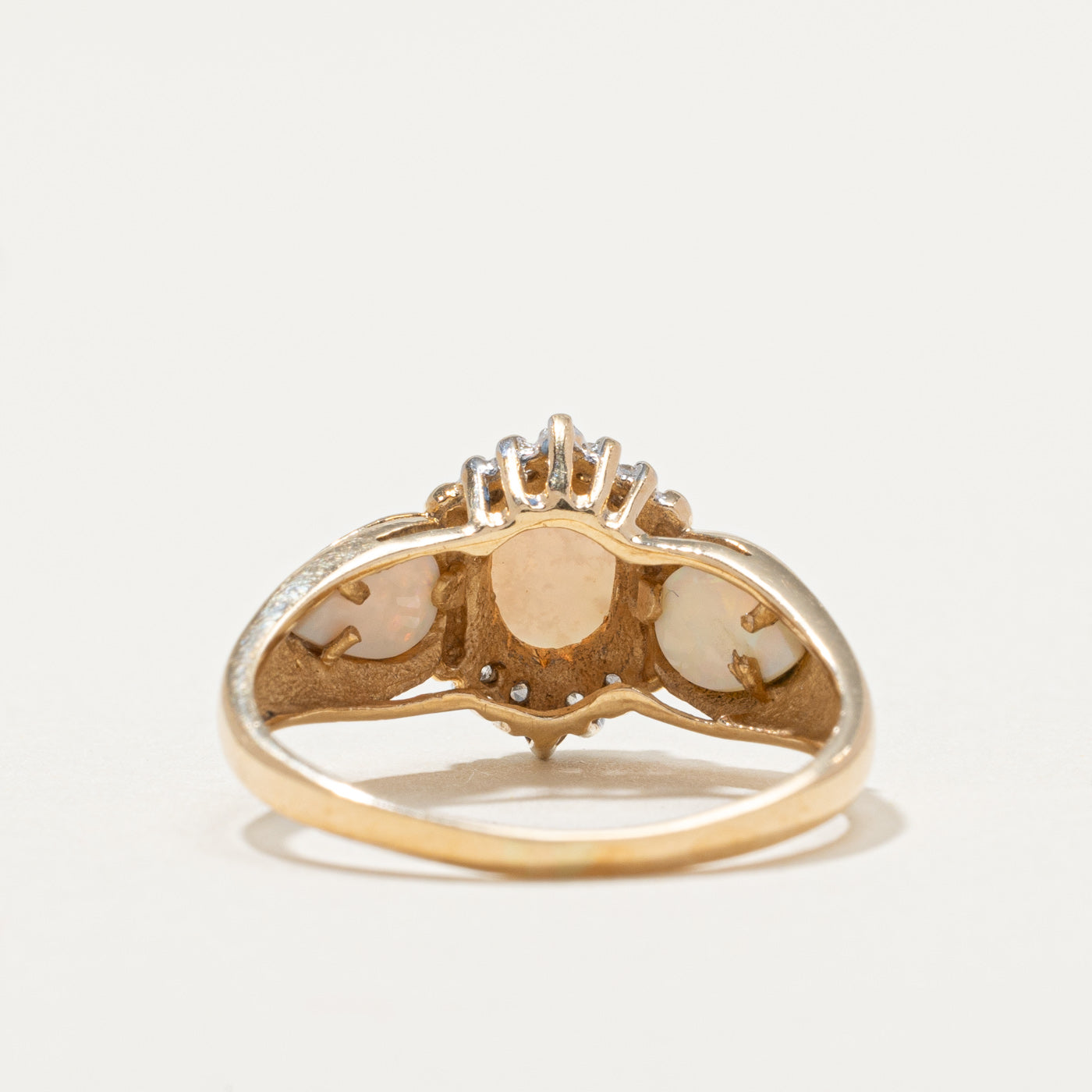 10k Opal & Diamond Semi Petal Ring | 0.60ctw, 0.06ctw | SZ 7.25 |
