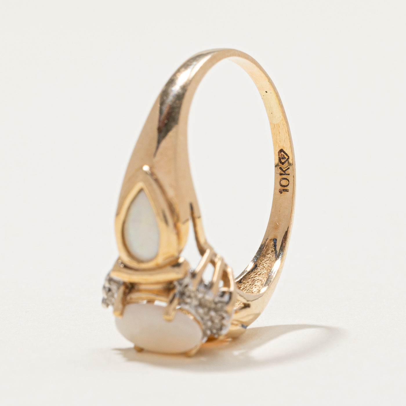 10k Opal & Diamond Semi Petal Ring | 0.60ctw, 0.06ctw | SZ 7.25 |