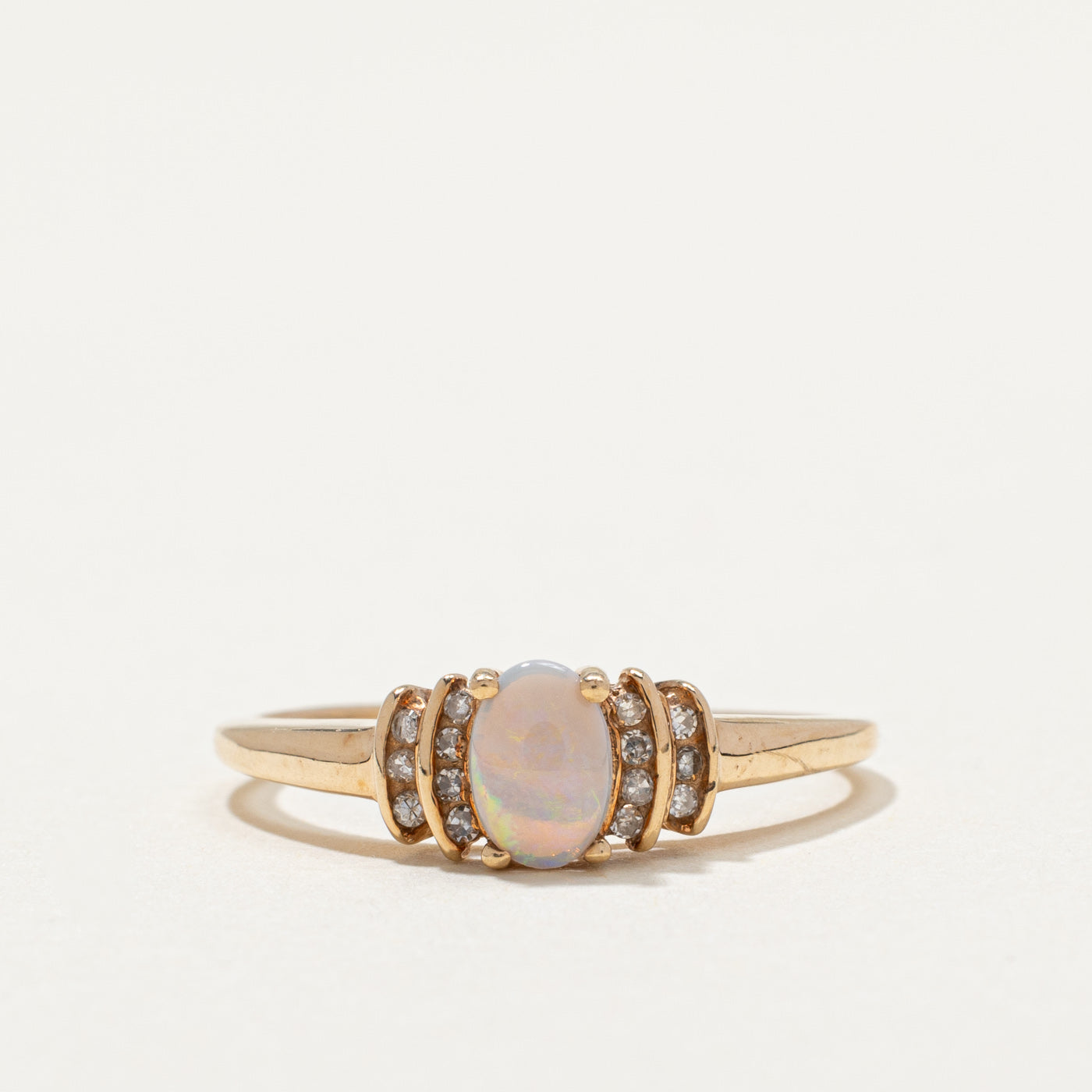Oval Opal & Diamond Ring | 0.21ct, 0.07ctw | SZ 8 |