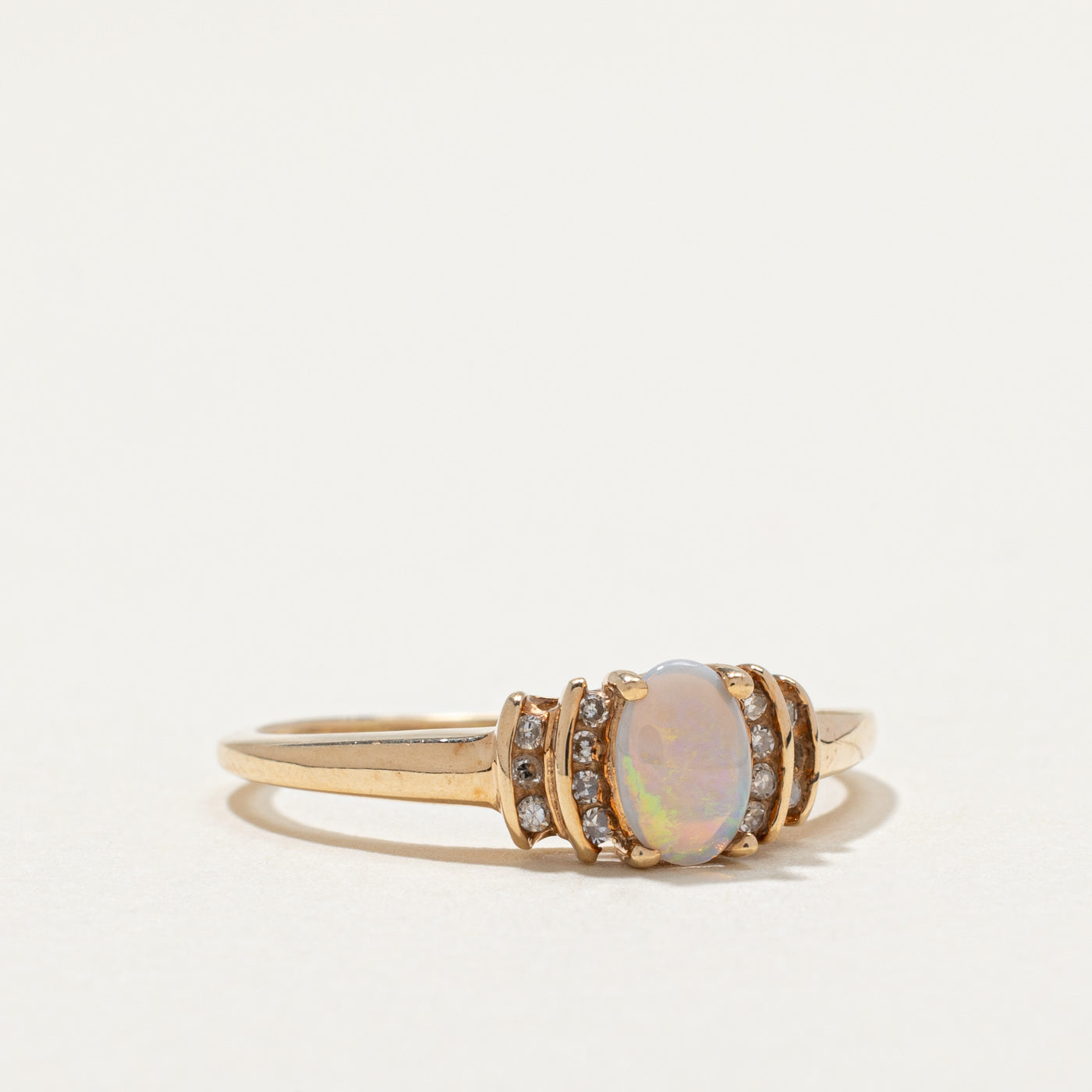 Oval Opal & Diamond Ring | 0.21ct, 0.07ctw | SZ 8 |