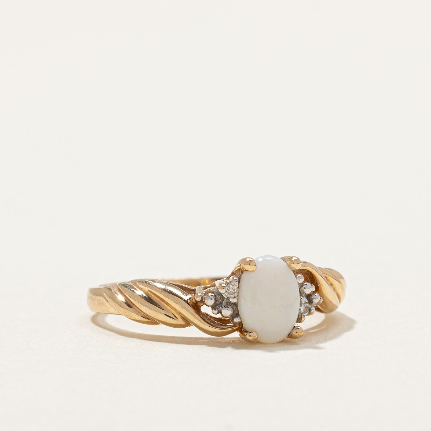 Opal & Diamond Twisted Ring | 0.40ct, 0.01ctw | SZ 7.75 |