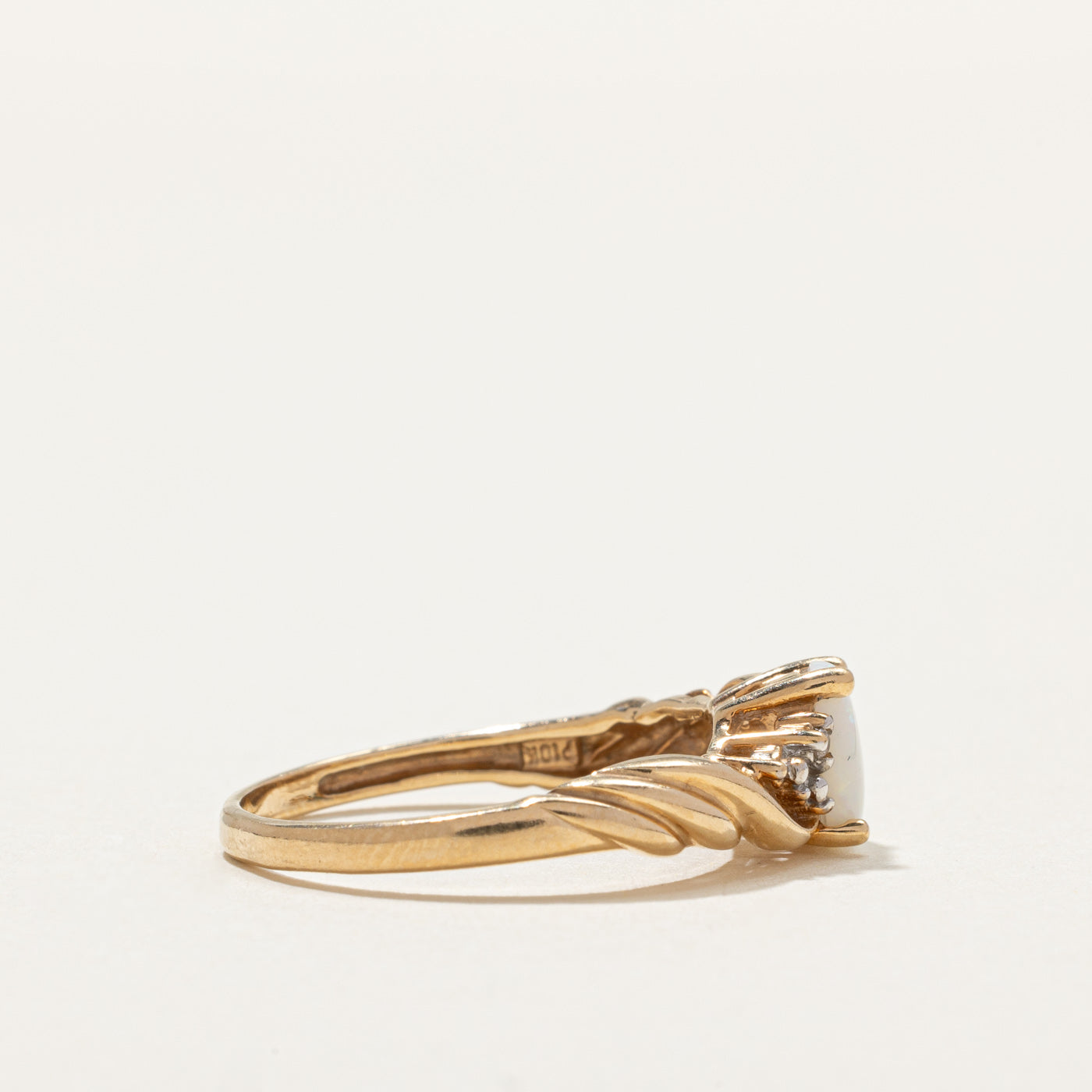 Opal & Diamond Twisted Ring | 0.40ct, 0.01ctw | SZ 7.75 |
