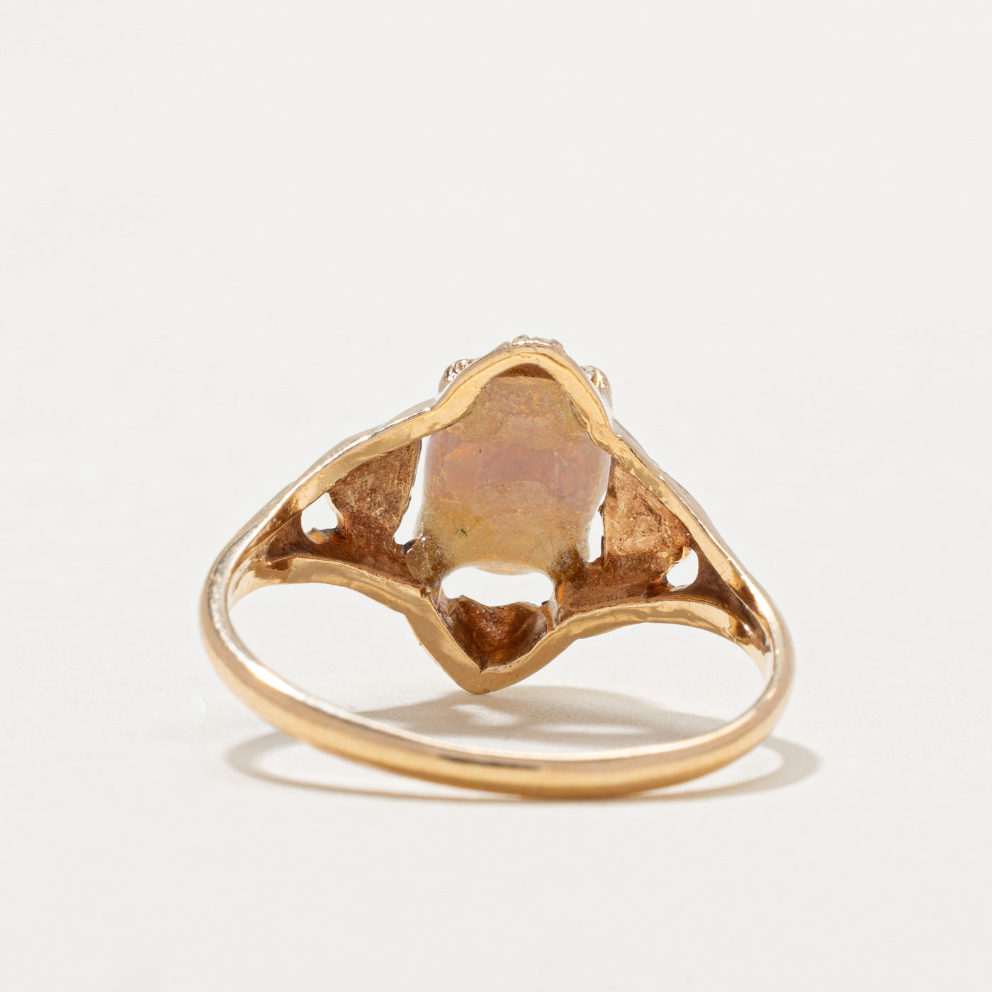 10k Cabochon Glass Paste Floral Ring | 2.00ct | SZ 6.25 |