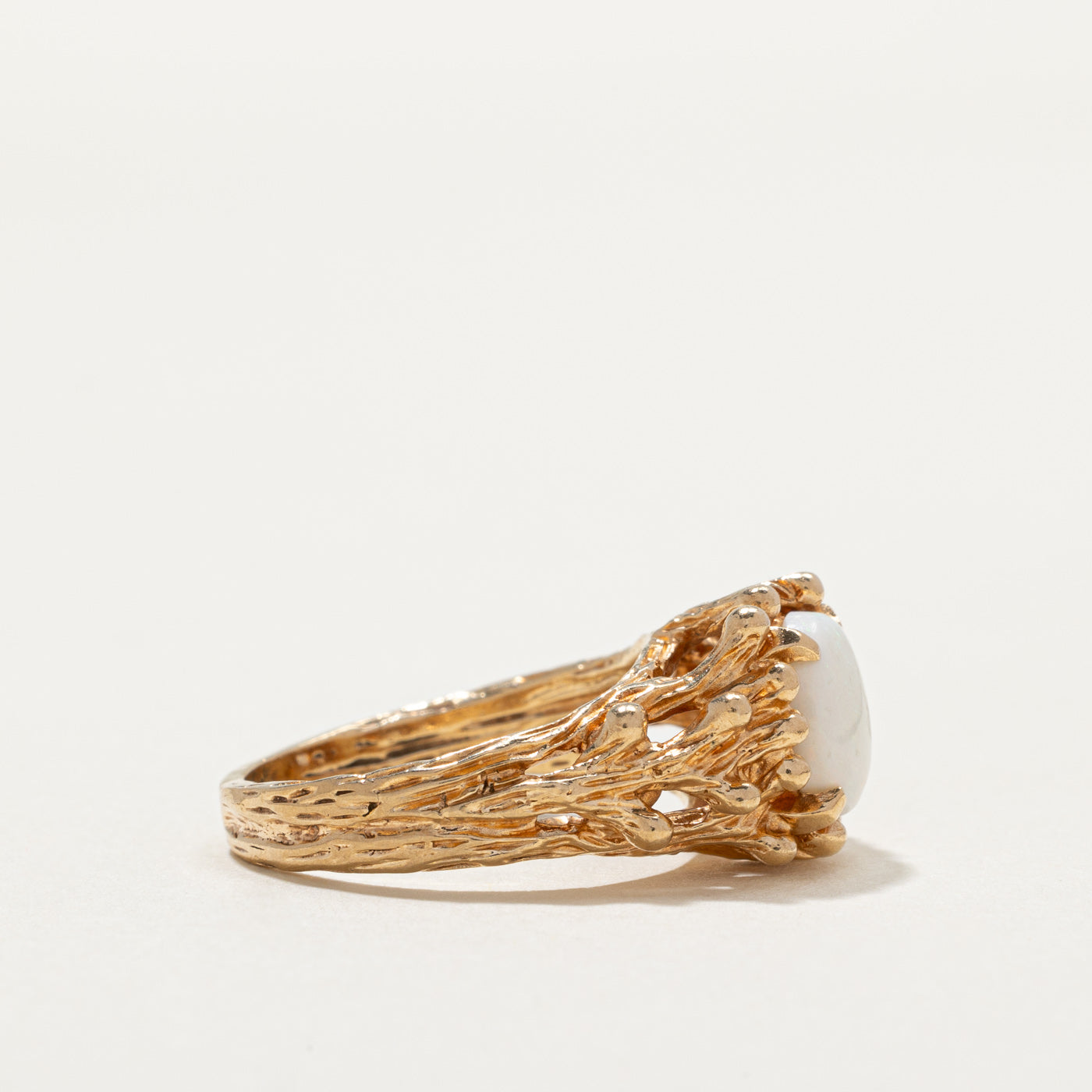 10k Yellow Gold Opal Textured Ring | 0.75ct | SZ 5.25 |
