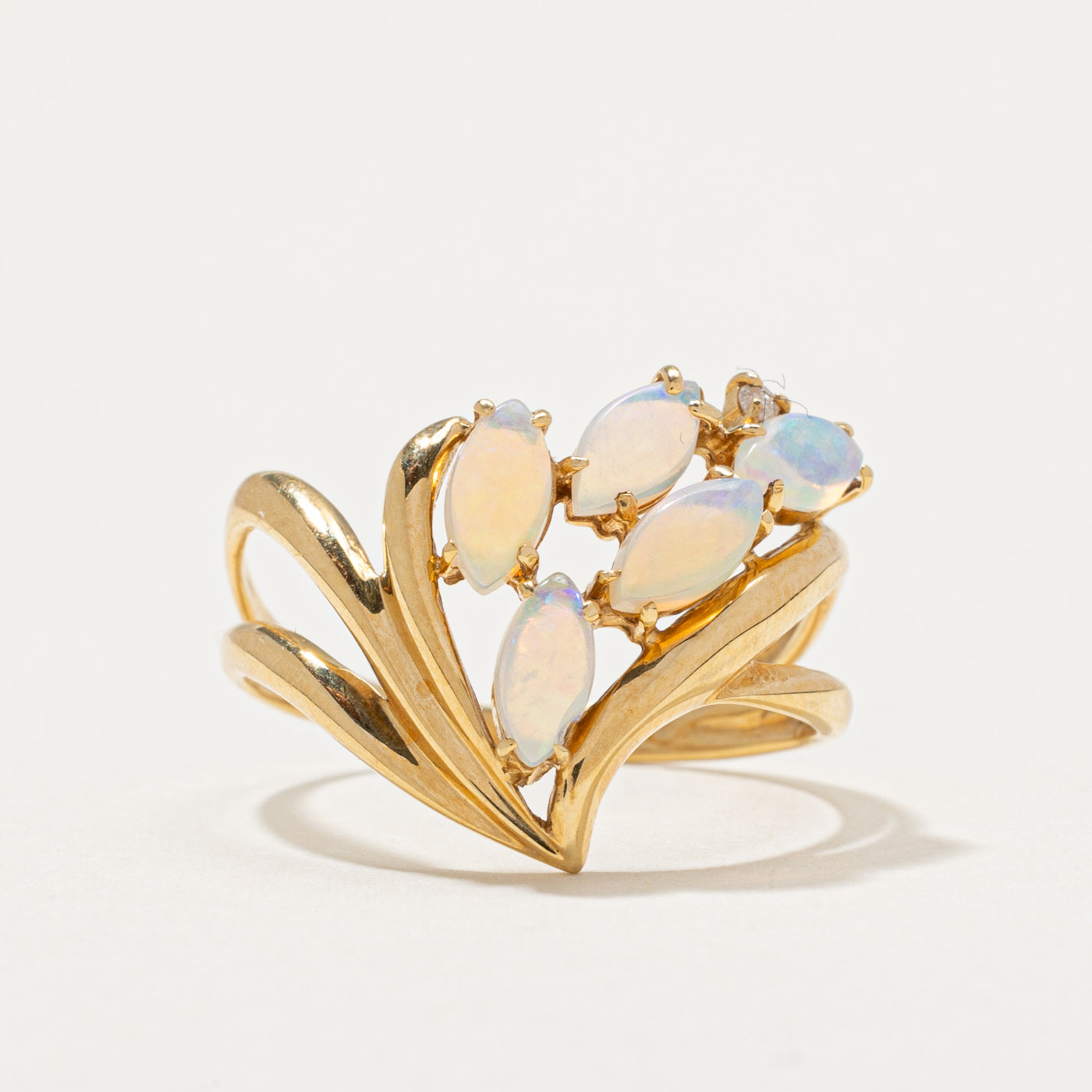 Marquise Cut Opal Cluster Ring | 0.75ctw, 0.01ct | SZ 7 |