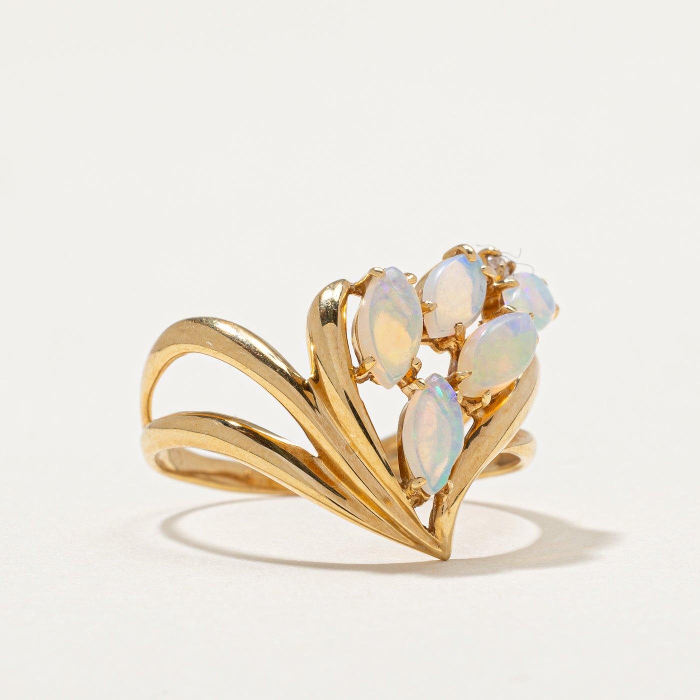 Marquise Cut Opal Cluster Ring | 0.75ctw, 0.01ct | SZ 7 |