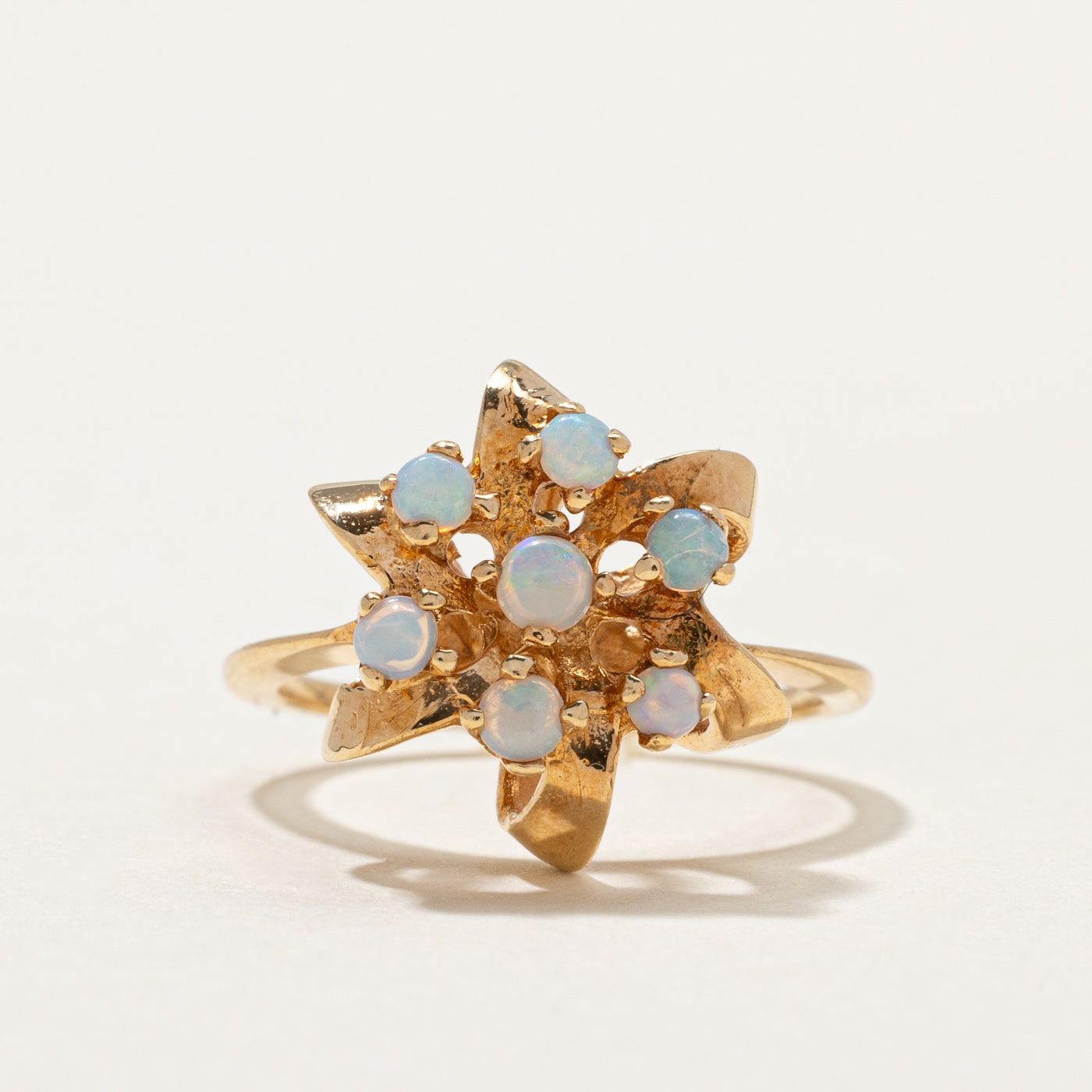 14k Opal Cluster Flower Ring | 0.18ctw | SZ 4.75 |