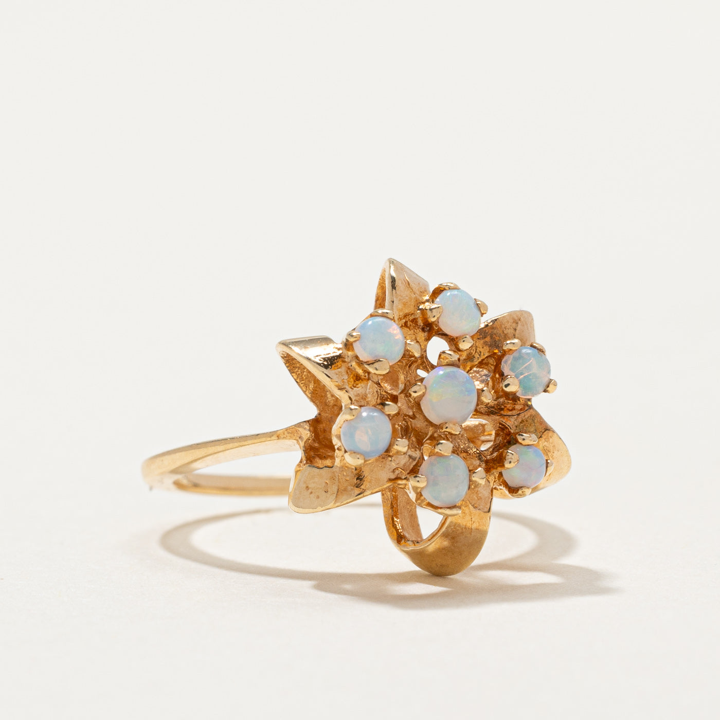 14k Opal Cluster Flower Ring | 0.18ctw | SZ 4.75 |