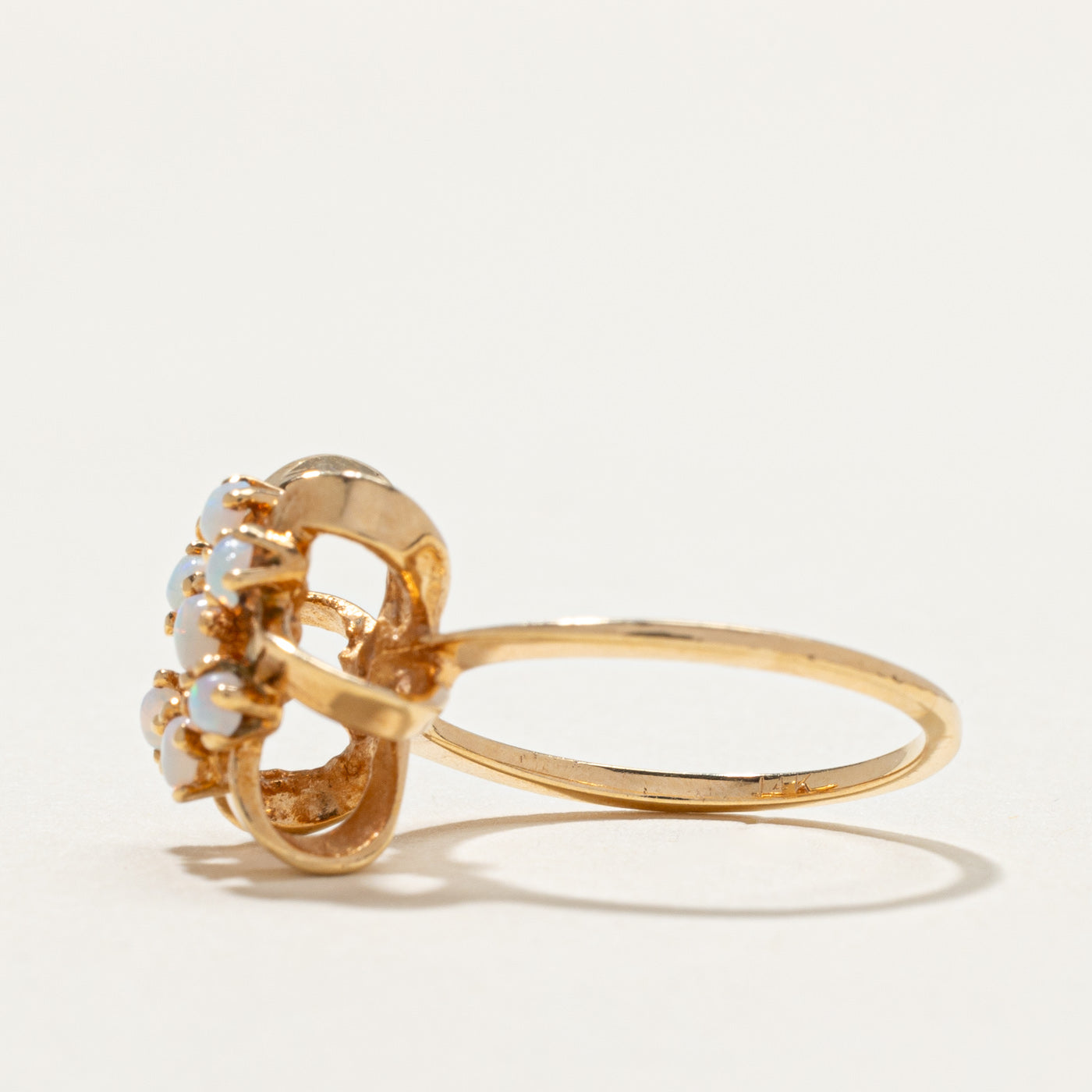 14k Opal Cluster Flower Ring | 0.18ctw | SZ 4.75 |