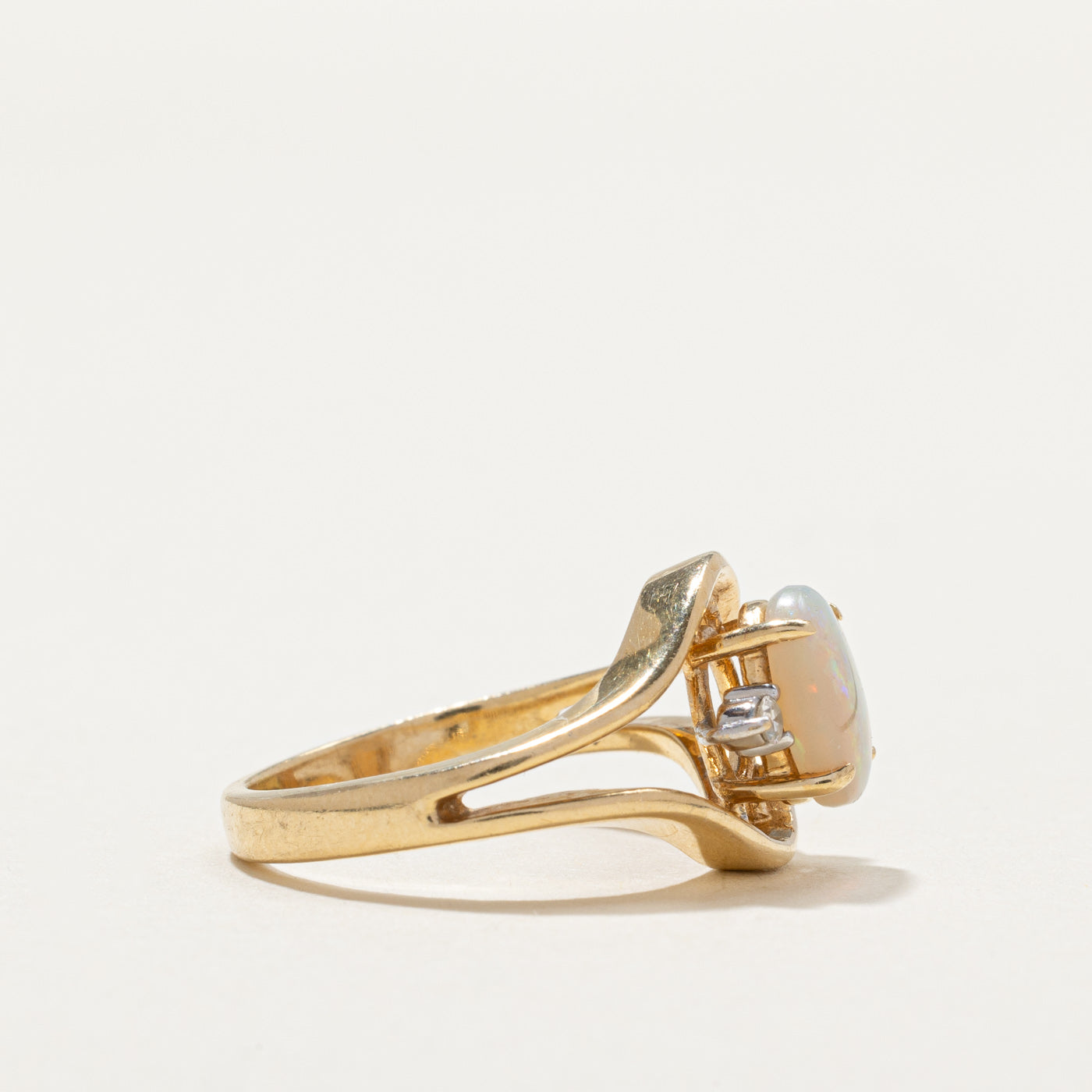 Opal & Diamond Open Shank Tapered Ring | 0.75ct, 0.04ctw | SZ 5 |