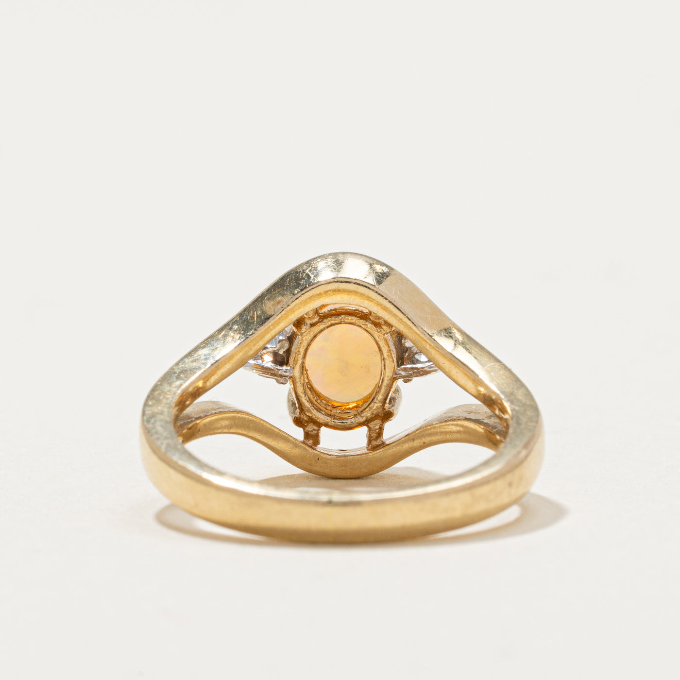 Opal & Diamond Open Shank Tapered Ring | 0.75ct, 0.04ctw | SZ 5 |
