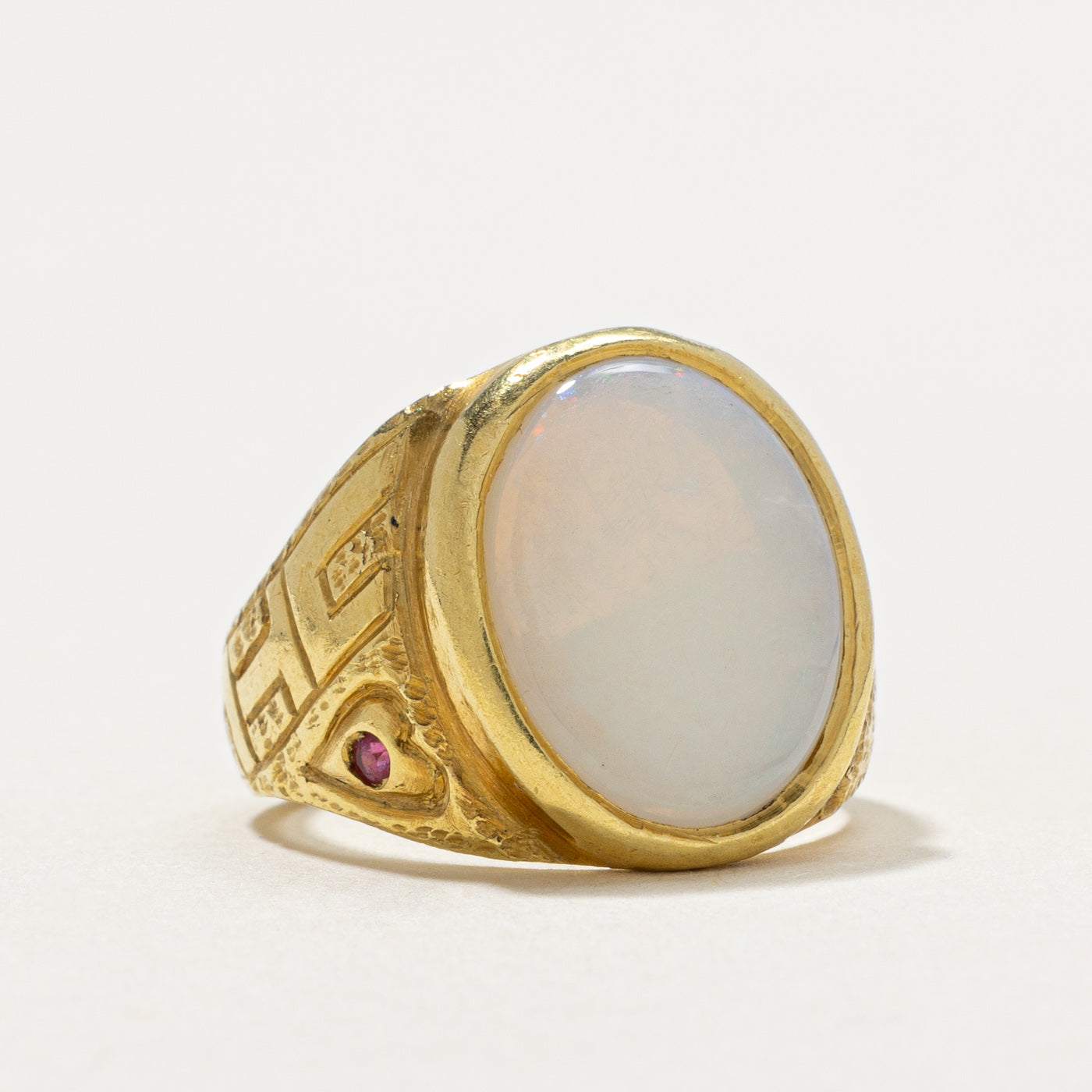 22k Bezel Set Opal Engraved Ring | 2.50ct | SZ 3.75 |