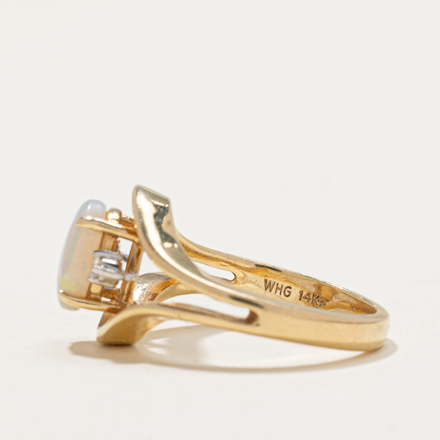 Opal & Diamond Open Shank Tapered Ring | 0.75ct, 0.04ctw | SZ 5 |