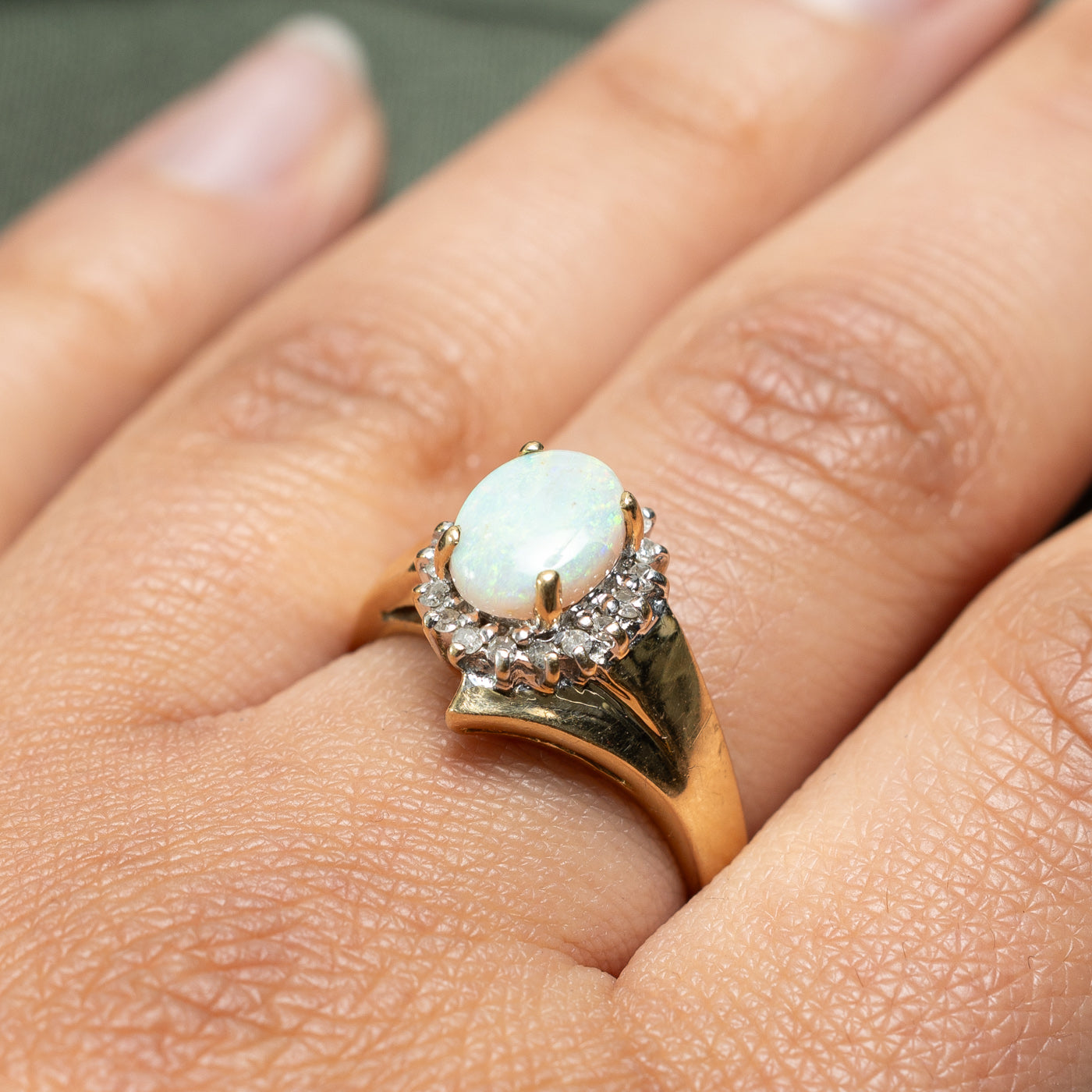 Opal & Diamond Petal Cocktail Ring | 1.40ct, 0.18ctw | SZ 8.25 |