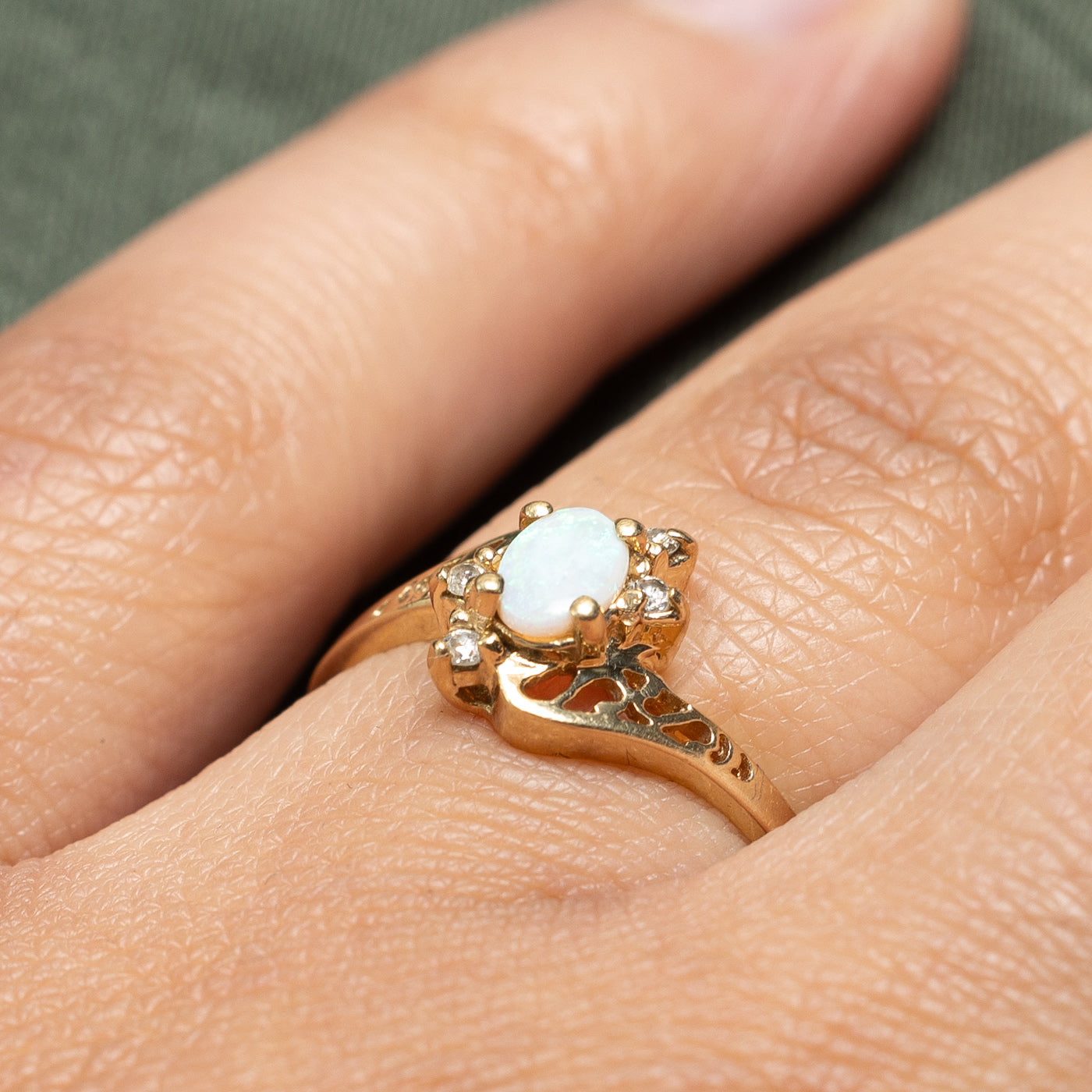 Opal & Diamond Bypass Ring | 0.46ct, 0.05ctw | SZ 6 |