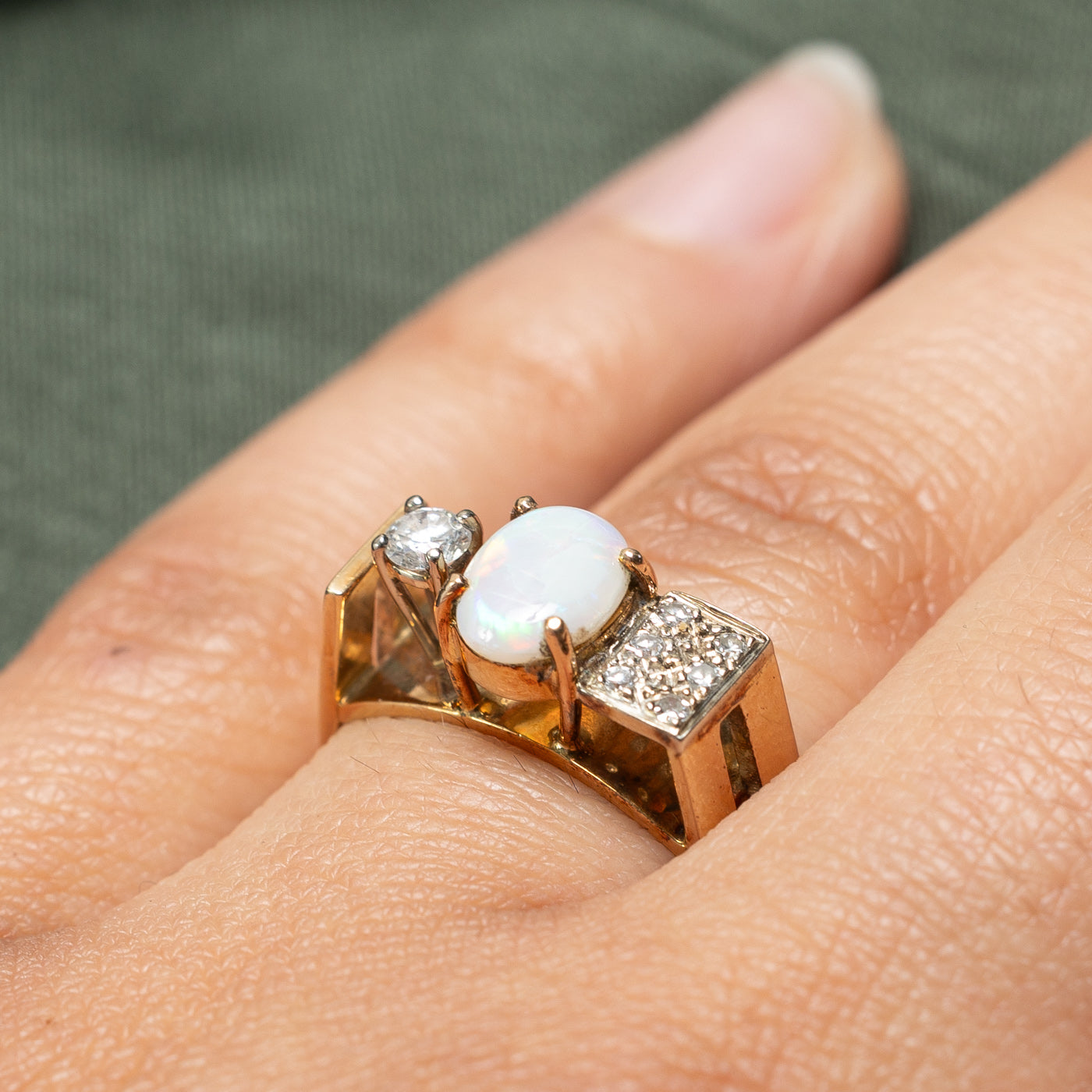 Opal & Diamond Cocktail Ring | 0.50ct, 0.21ctw | SZ 6 |