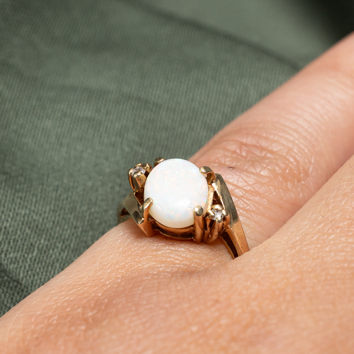 Opal & Diamond Bypass Ring | 1.10ct, 0.02ctw | SZ 4.5 |