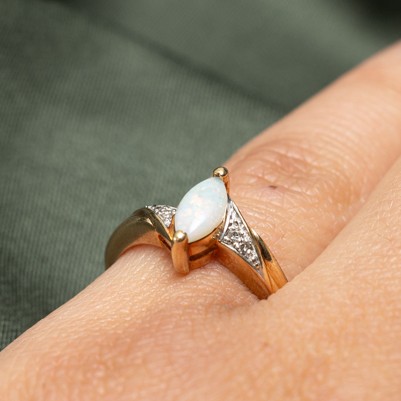 Marquise Opal & Diamond Ring | 0.30ct, 0.02ctw | SZ 5.75 |