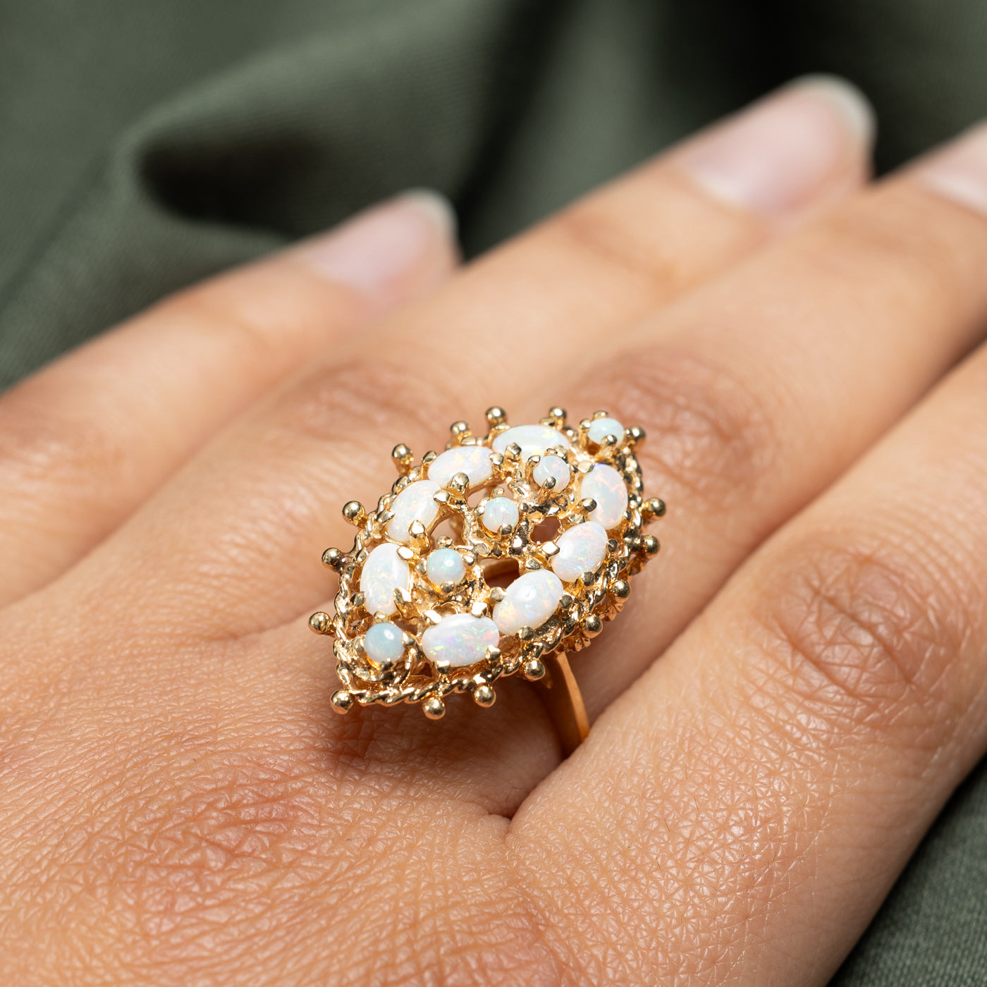 Opal Cluster Navette Ring | 1.30ctw | SZ 8.5 |