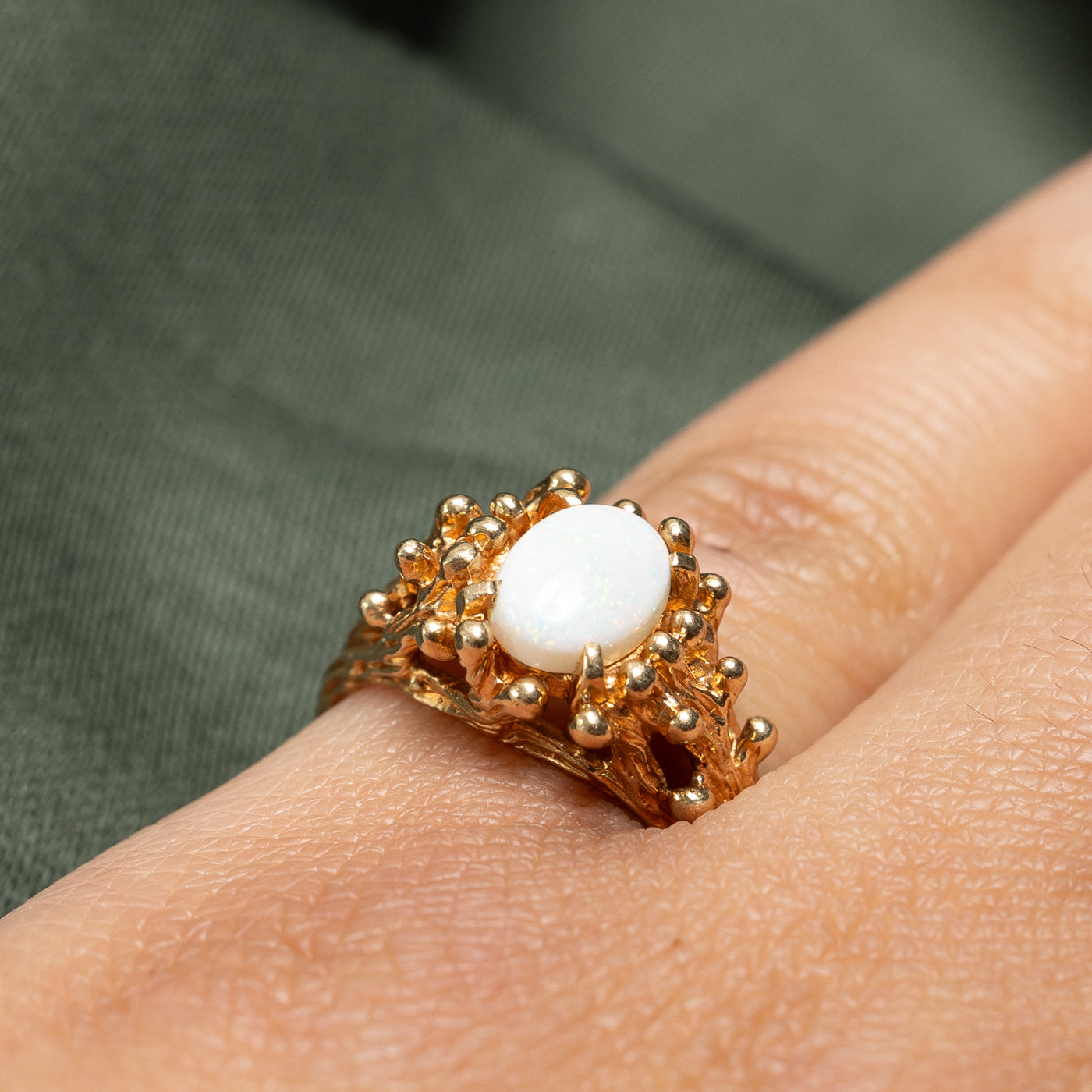 10k Yellow Gold Opal Textured Ring | 0.75ct | SZ 5.25 |