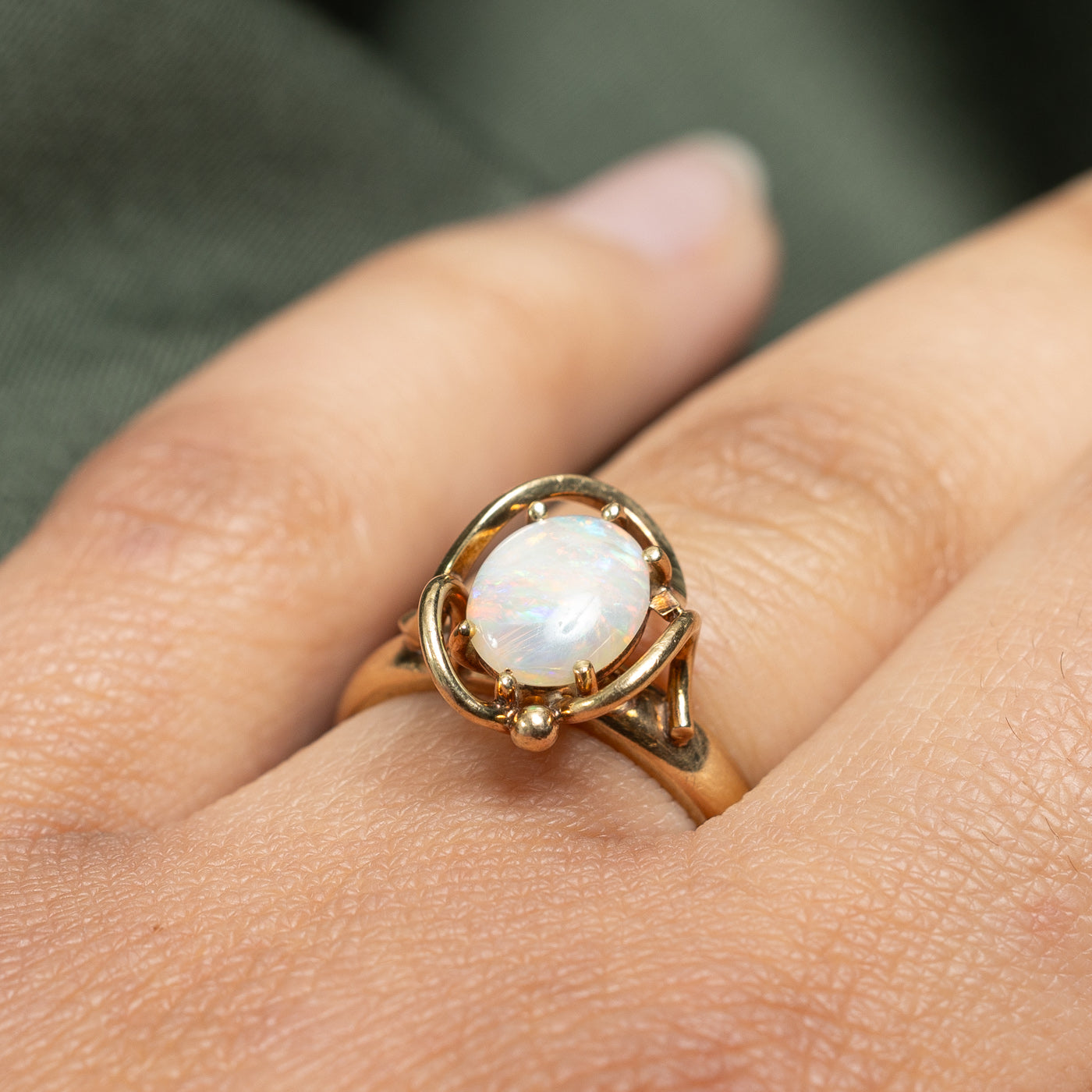 Oval Cut Opal Openwork Ring | 0.75ct | SZ 6.5 |