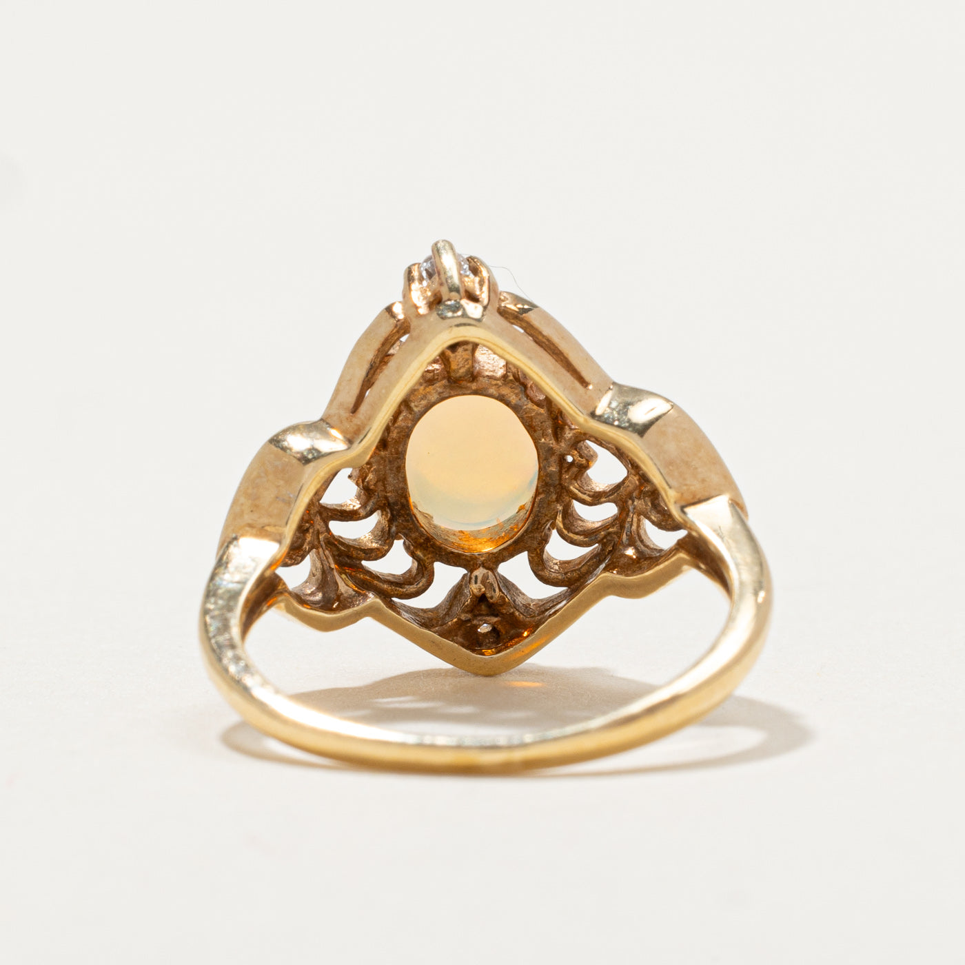 Oval Opal Heart Design Cocktail Ring | 1.00ct, 0.04ctw | SZ 5.25 |