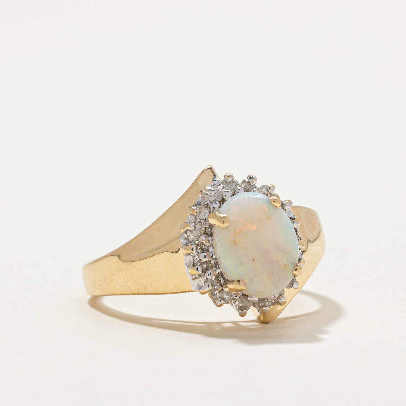 Opal & Diamond Petal Cocktail Ring | 1.40ct, 0.18ctw | SZ 8.25 |