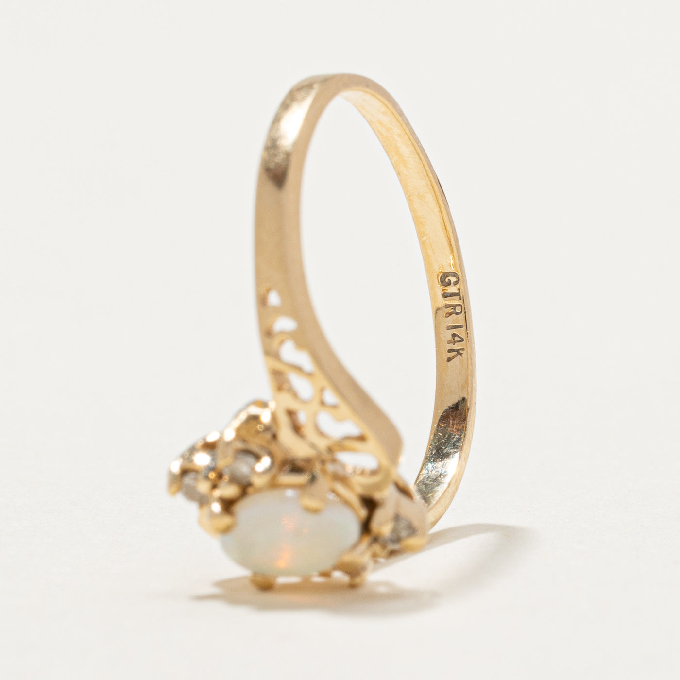 Opal & Diamond Bypass Ring | 0.46ct, 0.05ctw | SZ 6 |