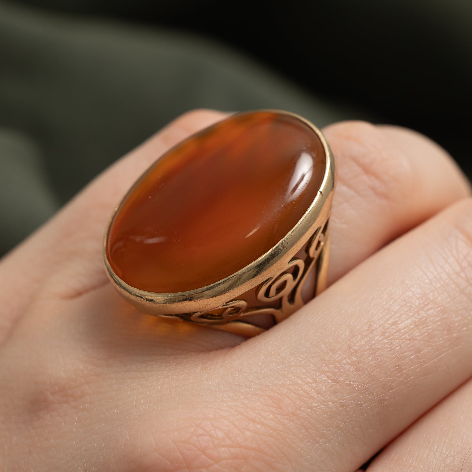 Carnelian Agate Cocktail Ring | 22.00ct | SZ 6 |