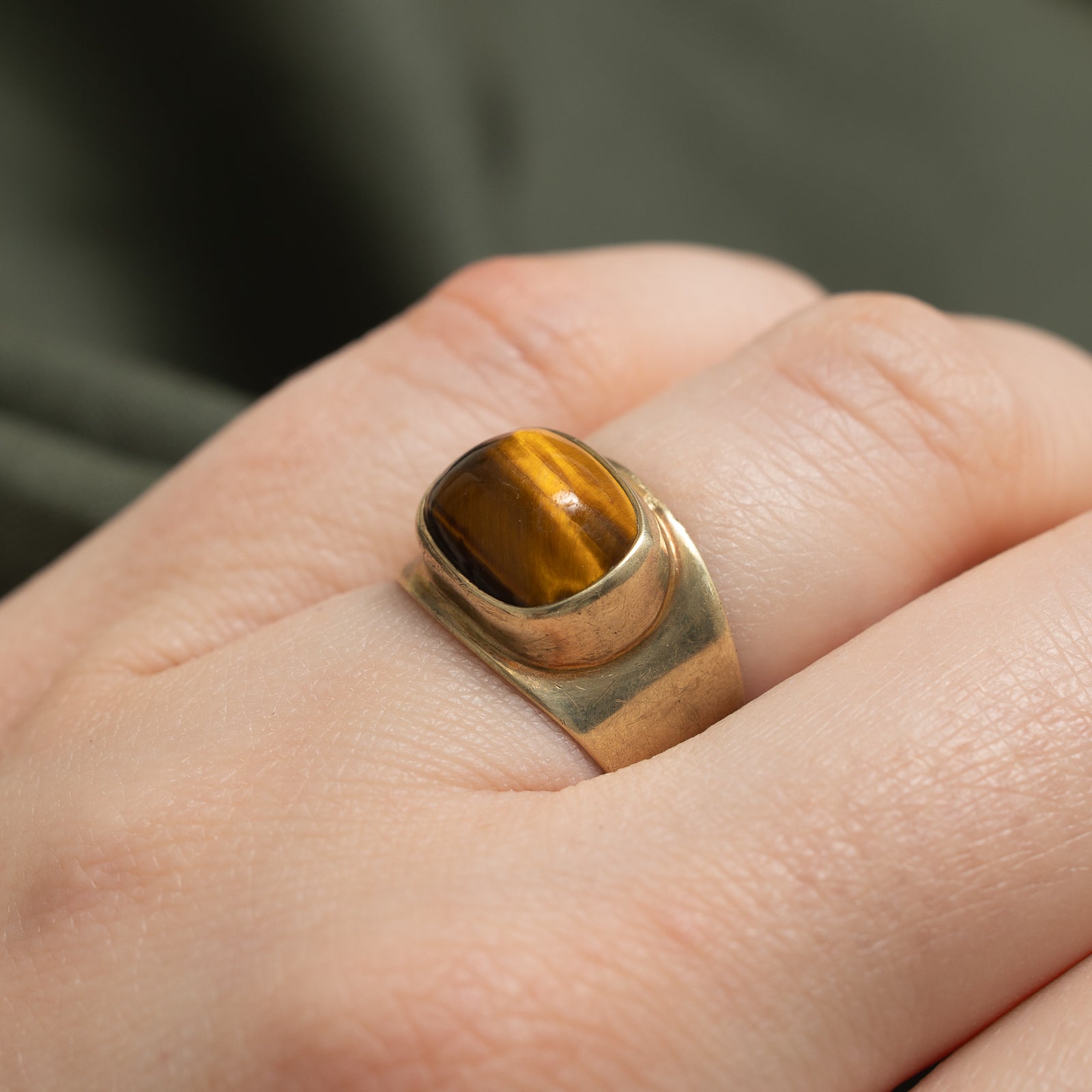Bague cocktail œil de tigre | 3,50 ct | Taille 5,75 |