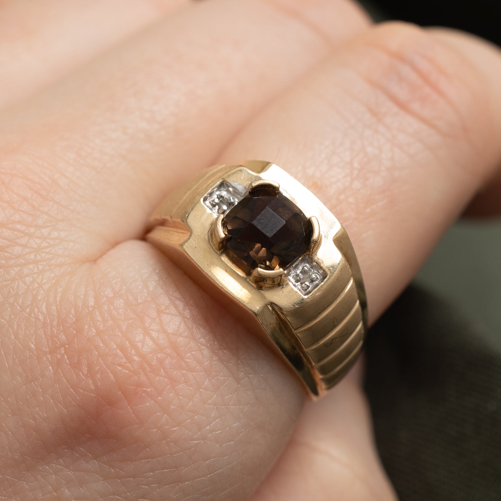 Smoky Quartz & Diamond Cocktail Ring | 1.50ct, 0.01ctw | SZ 10 |