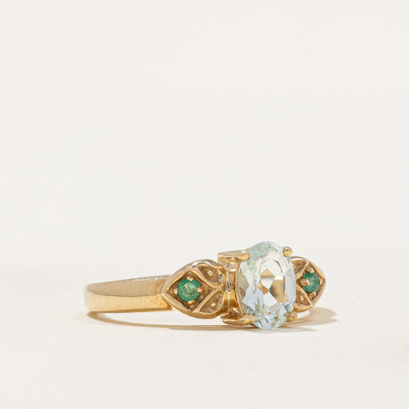 Aquamarine & Emerald Ring | 0.65ct, 0.05ctw | SZ 7.25 |
