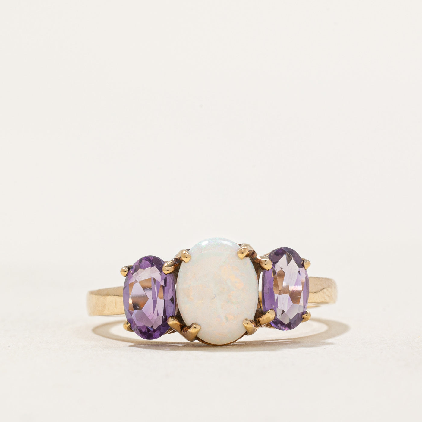 Opal & Amethyst Three Stone Ring | 0.60ct, 0.80ctw | SZ 6.25 |