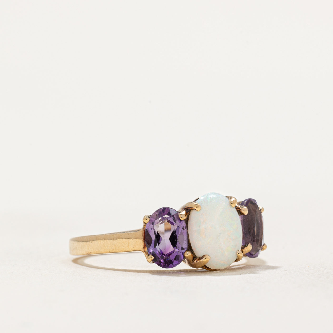 Opal & Amethyst Three Stone Ring | 0.60ct, 0.80ctw | SZ 6.25 |