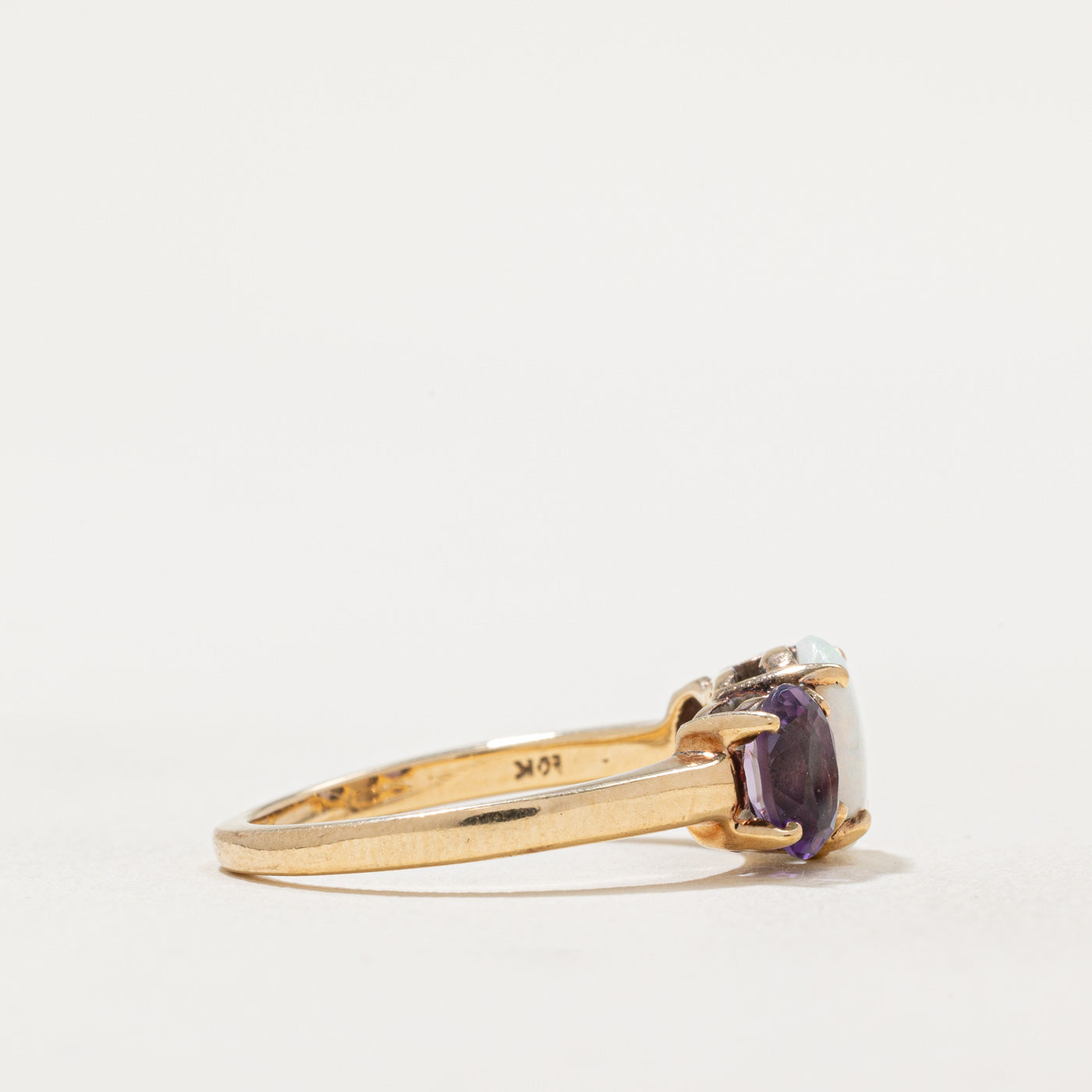 Opal & Amethyst Three Stone Ring | 0.60ct, 0.80ctw | SZ 6.25 |