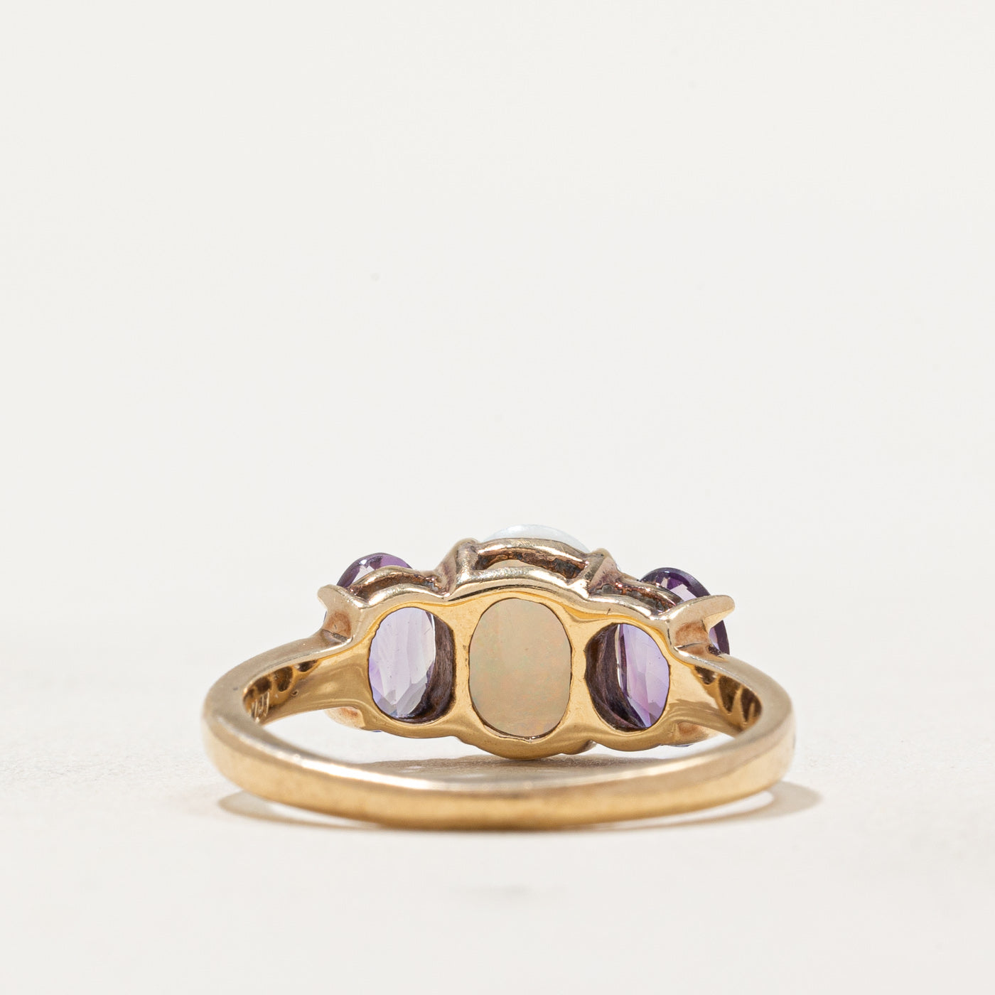 Opal & Amethyst Three Stone Ring | 0.60ct, 0.80ctw | SZ 6.25 |