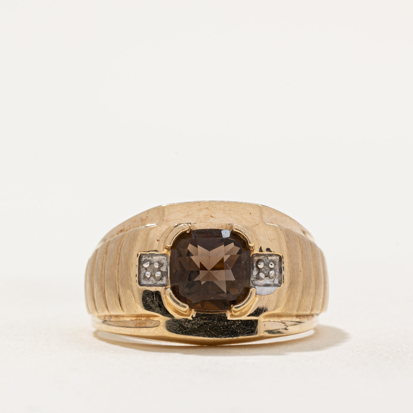 Smoky Quartz & Diamond Cocktail Ring | 1.50ct, 0.01ctw | SZ 10 |