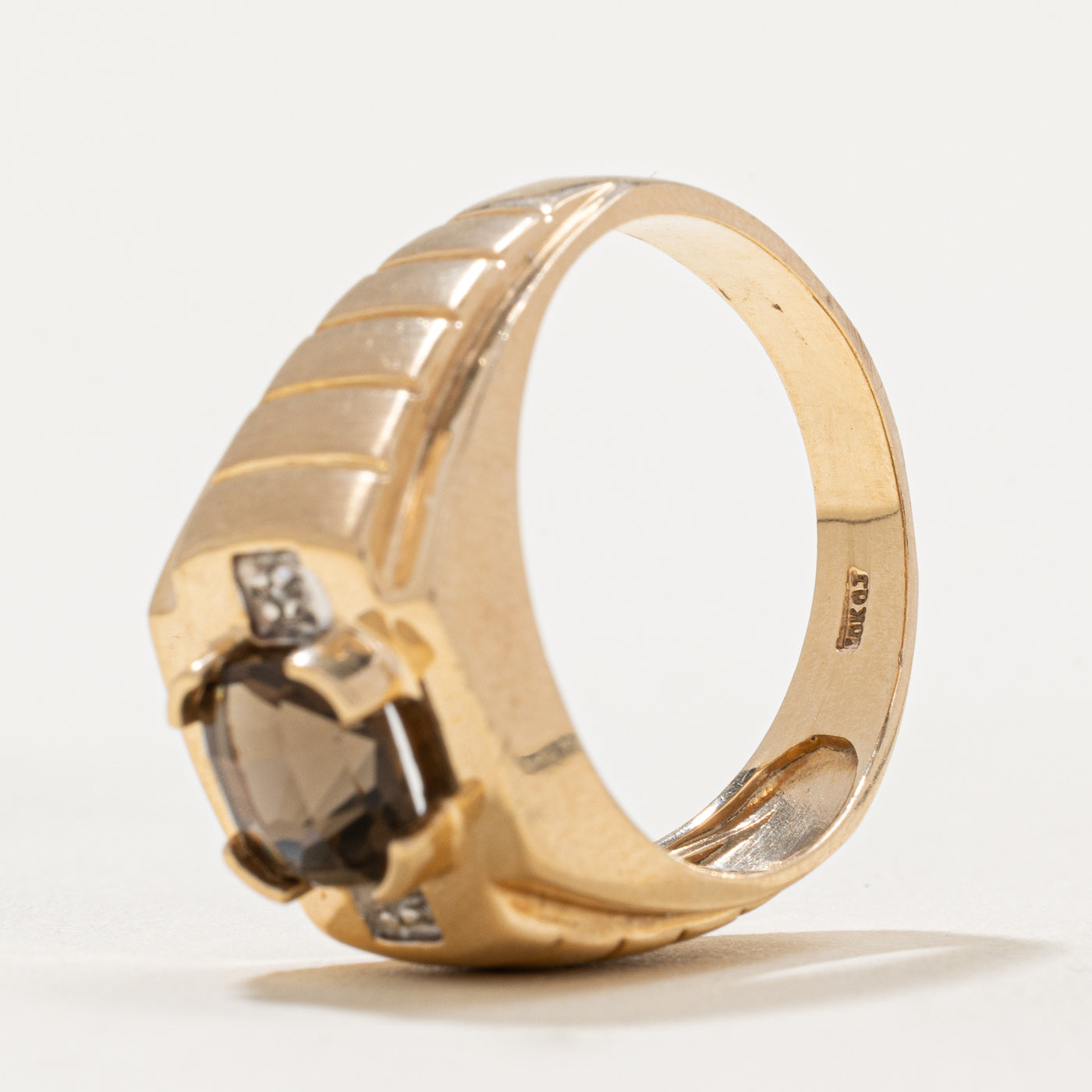 Smoky Quartz & Diamond Cocktail Ring | 1.50ct, 0.01ctw | SZ 10 |