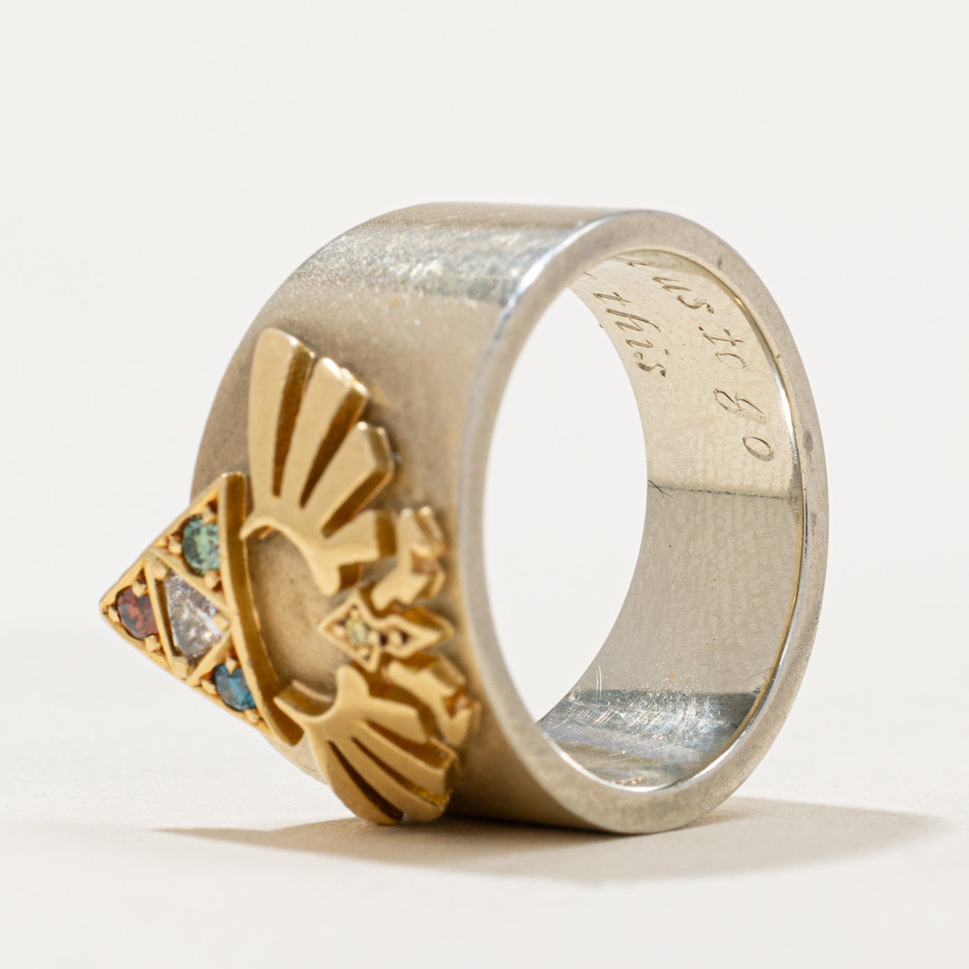 Multi Coloured Diamond Legend of Zelda Ring | 0.17ctw | SZ 7 |