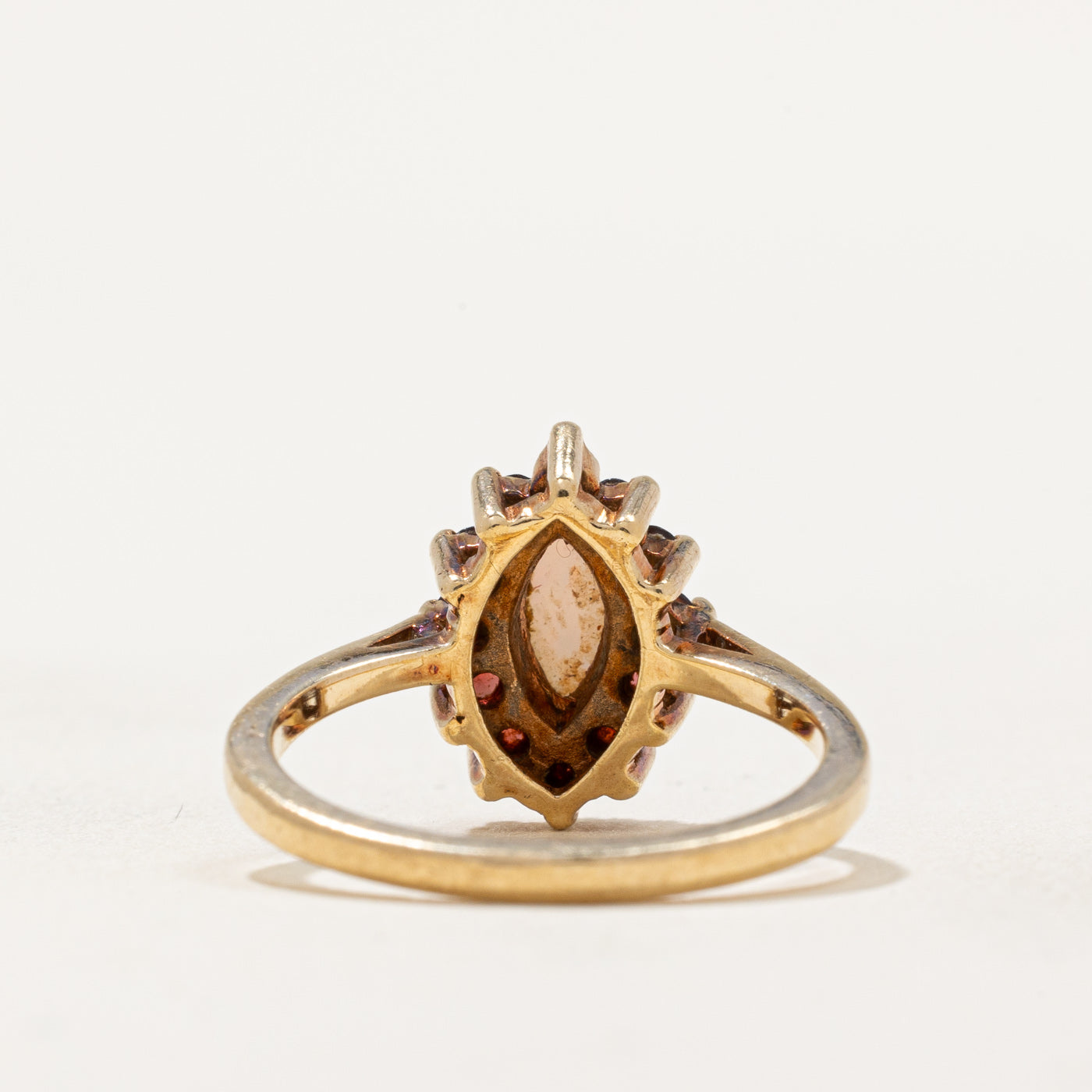 Marquise Cut Opal & Garnet Halo Ring | 0.35ct, 0.50ctw | SZ 6.25 |