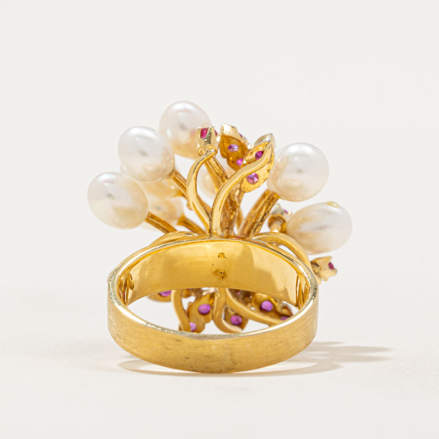 Pearl & Ruby Cocktail Ring | 0.66ctw | SZ 5 |