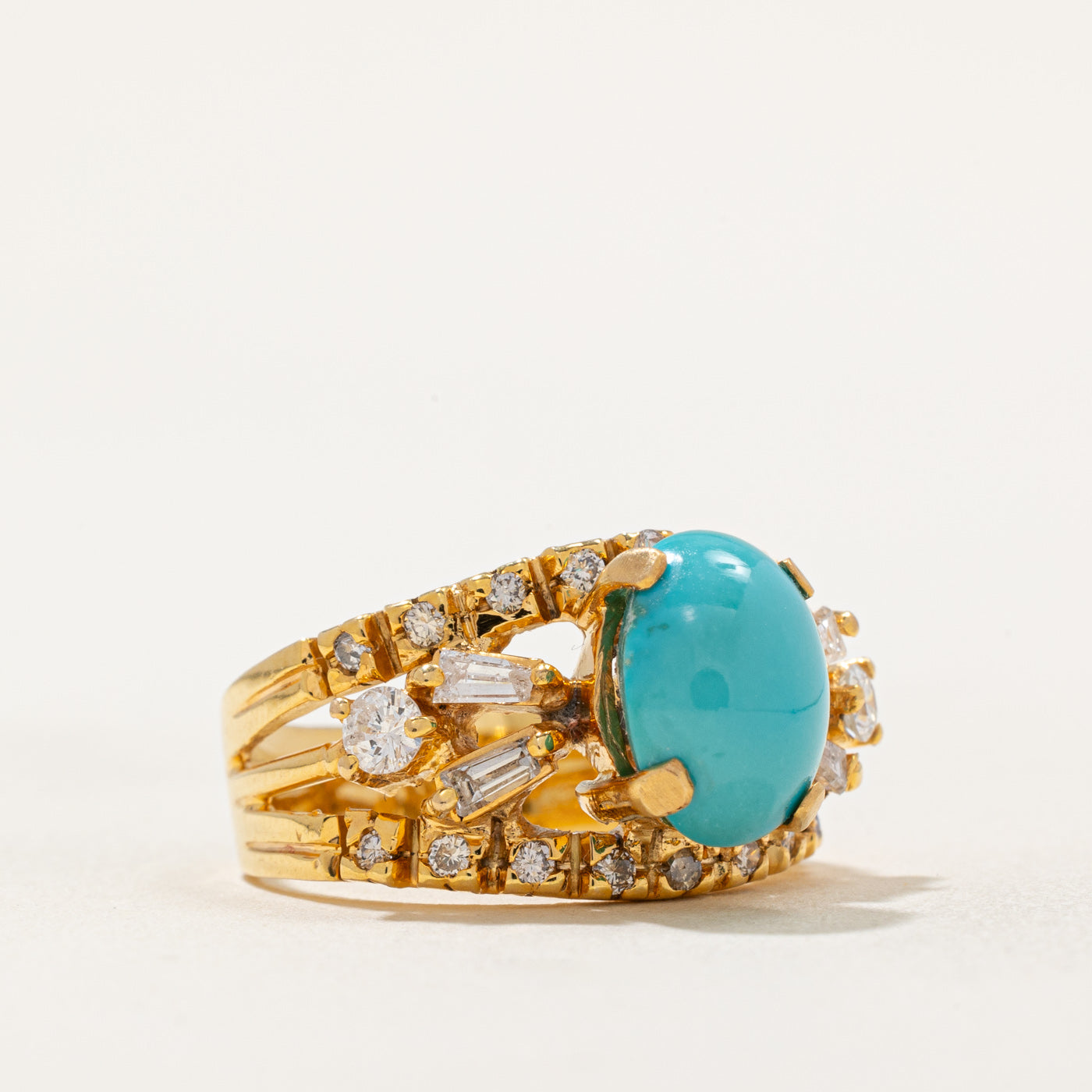 Turquoise & Diamond Cocktail Ring | 3.00ct, 0.40ctw | SZ 7.25 |
