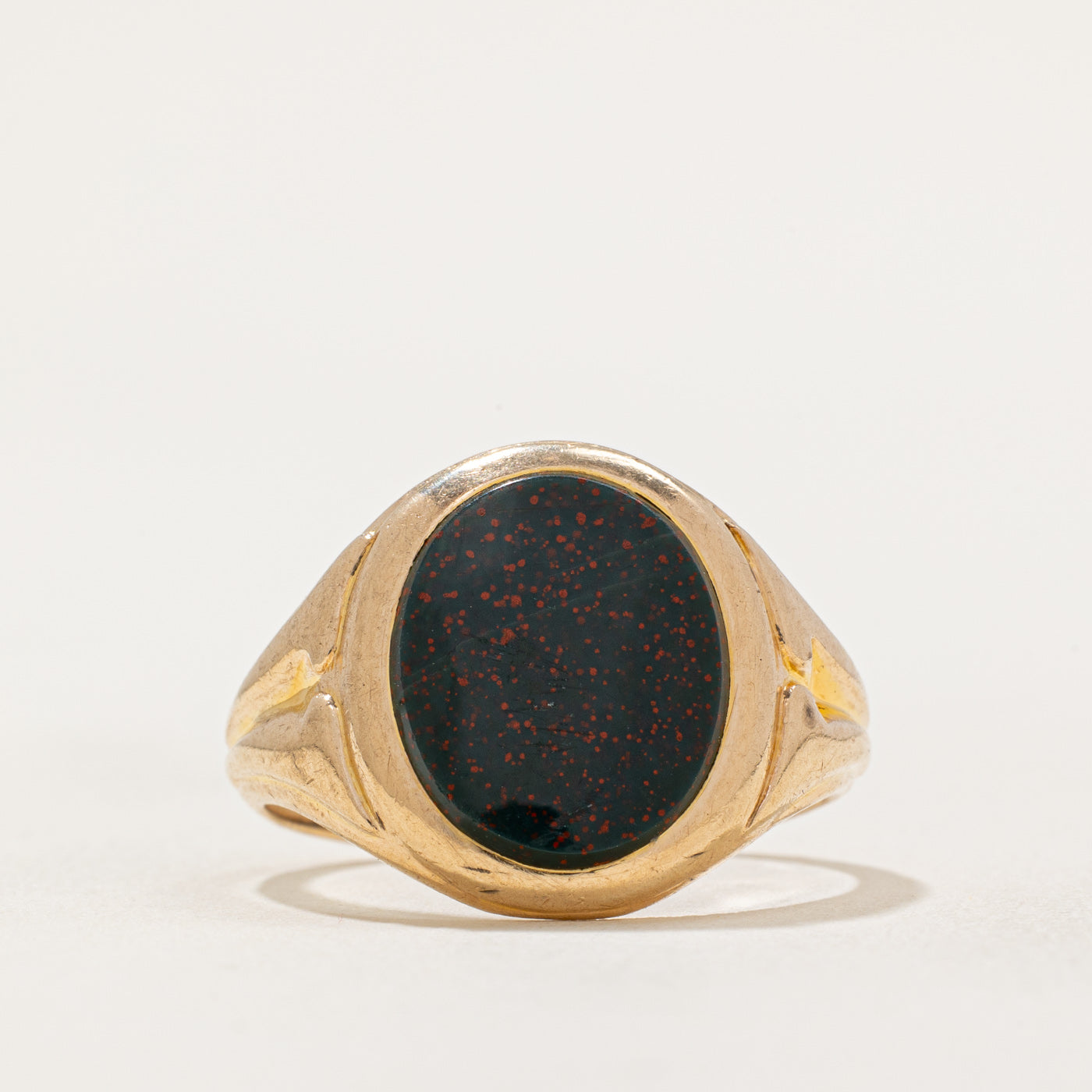 Oval Cut Bloodstone Signet Ring | 3.00ct | SZ 9 |